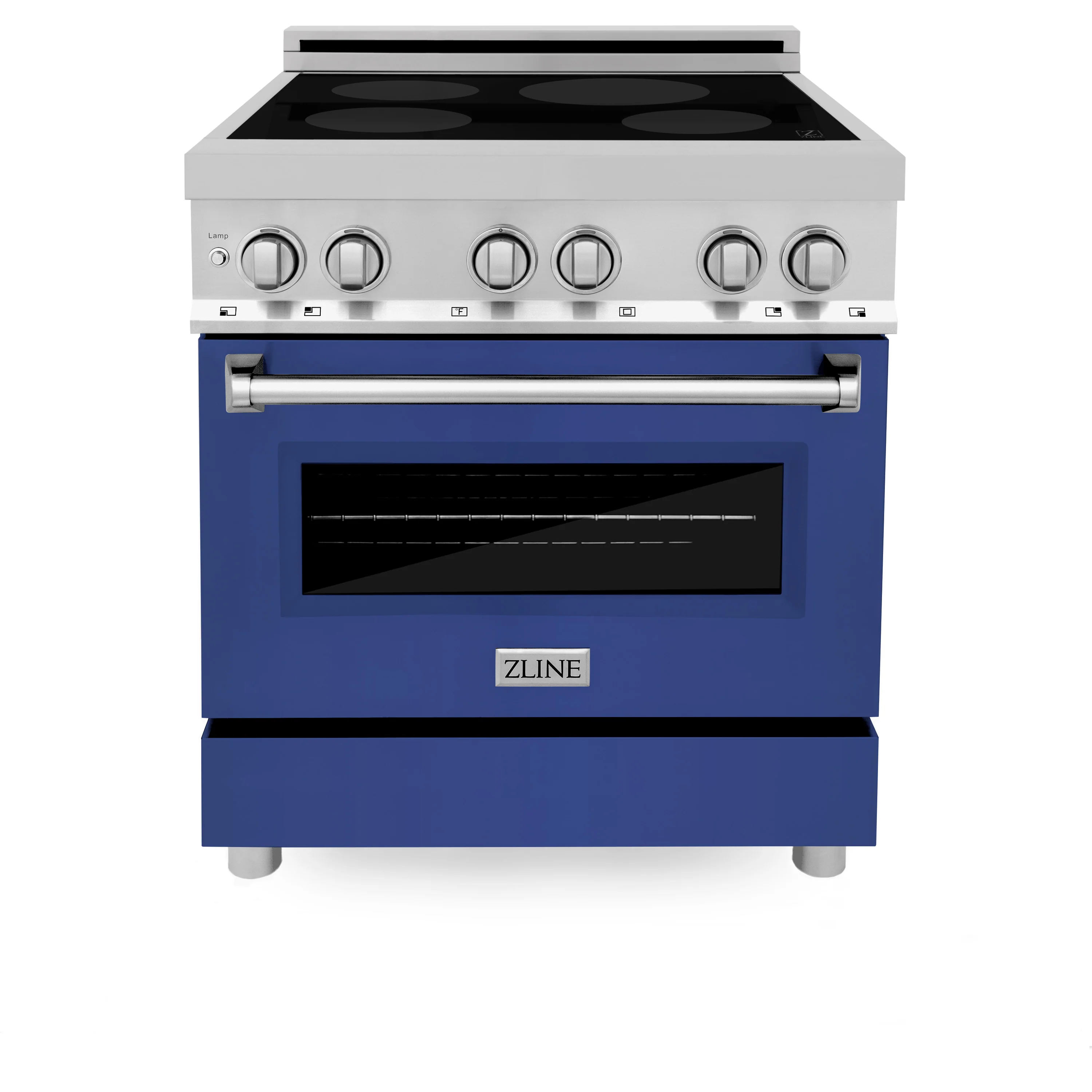 ZLINE 30 in. 4.0 cu. ft. Legacy Induction Range with 4 Element Cooktop and Electric Oven in Stainless Steel and Blue Matte Door, Open Box-Great Condition - Image 3