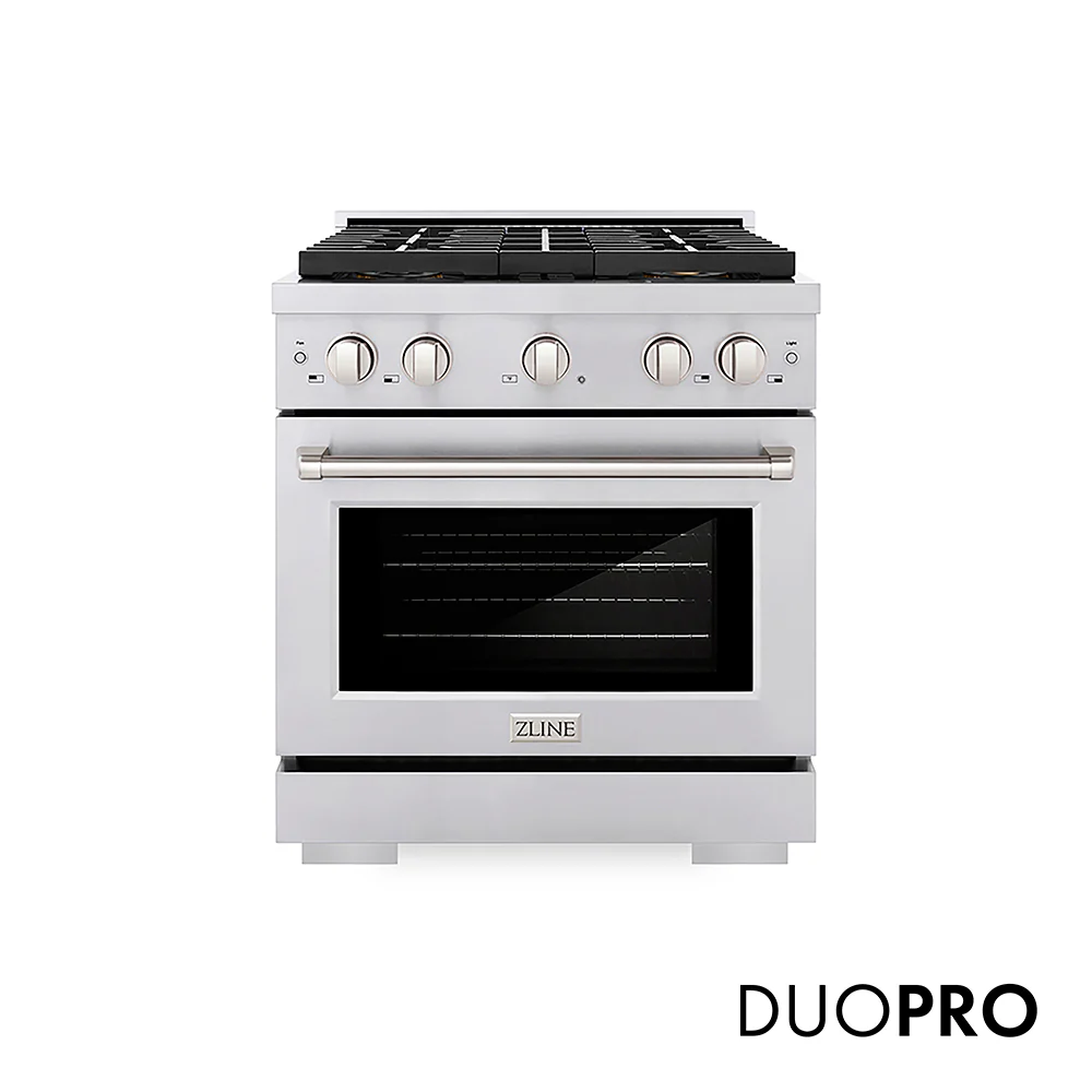 ZLINE 30 in. 4.2 cu. ft. Paramount Gas Range with 4 Burner DuoPro™ Cooktop and Convection Gas Oven in Stainless Steel, Open Box-Great Condition