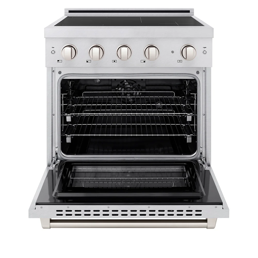 ZLINE 30 in. 4.2 cu. ft. Paramount Induction Range with 4 Element Cooktop and Electric Convection Oven in Satin Stainless Steel, Open Box-Great Condition - Image 3