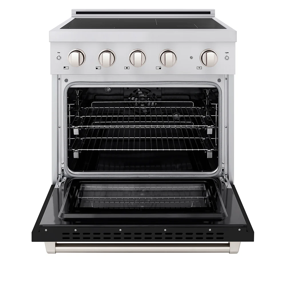 ZLINE 30 in. 4.2 cu. ft. Paramount Induction Range with 4 Element Cooktop and Electric Convection Oven in Stainless Steel with Black Matte Door (SINR-BLM-30) - Image 4