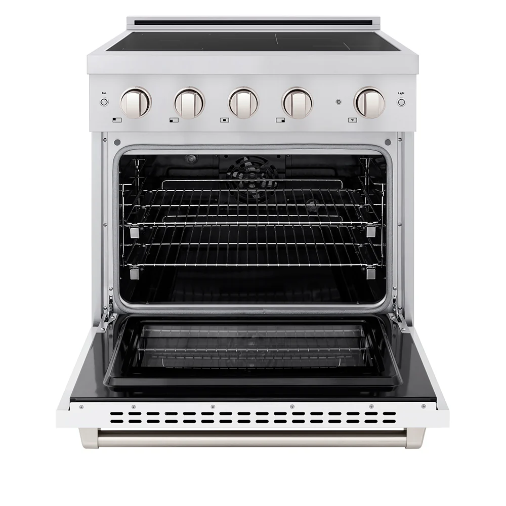 ZLINE 30 in. 4.2 cu. ft. Paramount Induction Range with 4 Element Cooktop and Electric Convection Oven in Stainless Steel with White Matte Door (SINR-WM-30) - Image 4