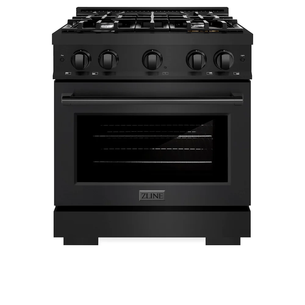 ZLINE 30 in. 4.2 cu. ft. Select Dual Fuel Range with 4 Burner Gas Cooktop and Electric Convection Oven in Black Stainless Steel, Open Box-Great Condition - Image 3