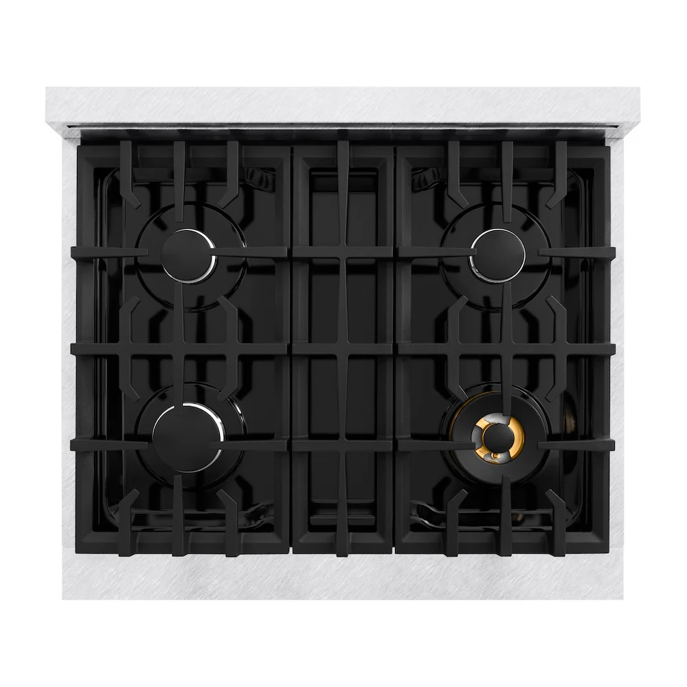 ZLINE 30 in. 4.2 cu. ft. Select Dual Fuel Range with 4 Burner Gas Cooktop and Electric Convection Oven in Satin Stainless Steel with Black Matte Door, Open Box-Great Condition - Image 2