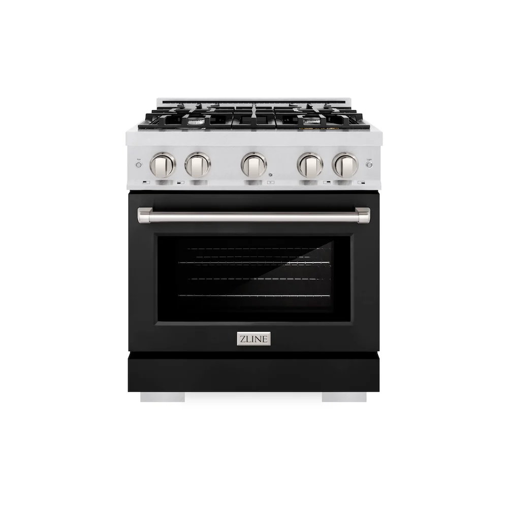ZLINE 30 in. 4.2 cu. ft. Select Gas Range with 4 Burner Cooktop and Convection Gas Oven in Satin Stainless Steel with Black Matte Door, Open Box-Great Condition - Image 3