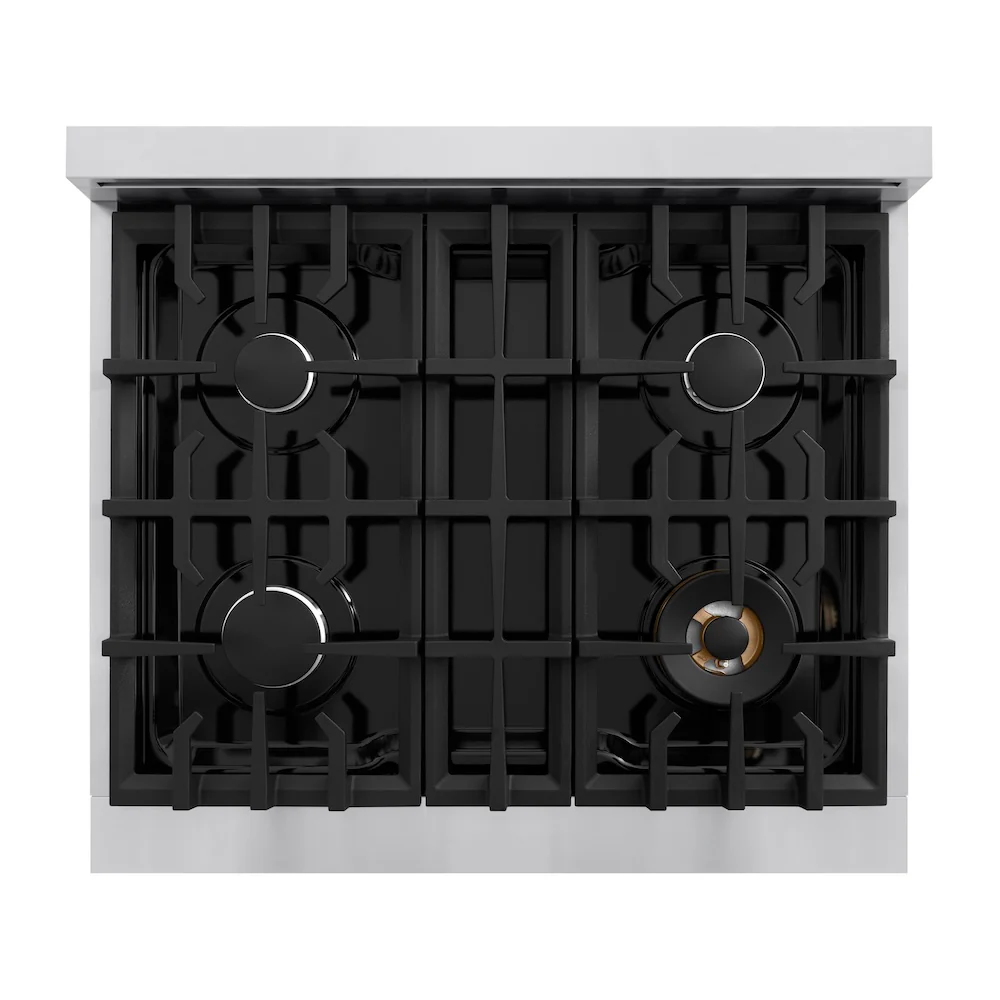 ZLINE 30 in. 4.2 cu. ft. Select Gas Range with 4 Burner Cooktop and Convection Gas Oven in Stainless Steel with Black Matte Door, Open Box-Great Condition - Image 2
