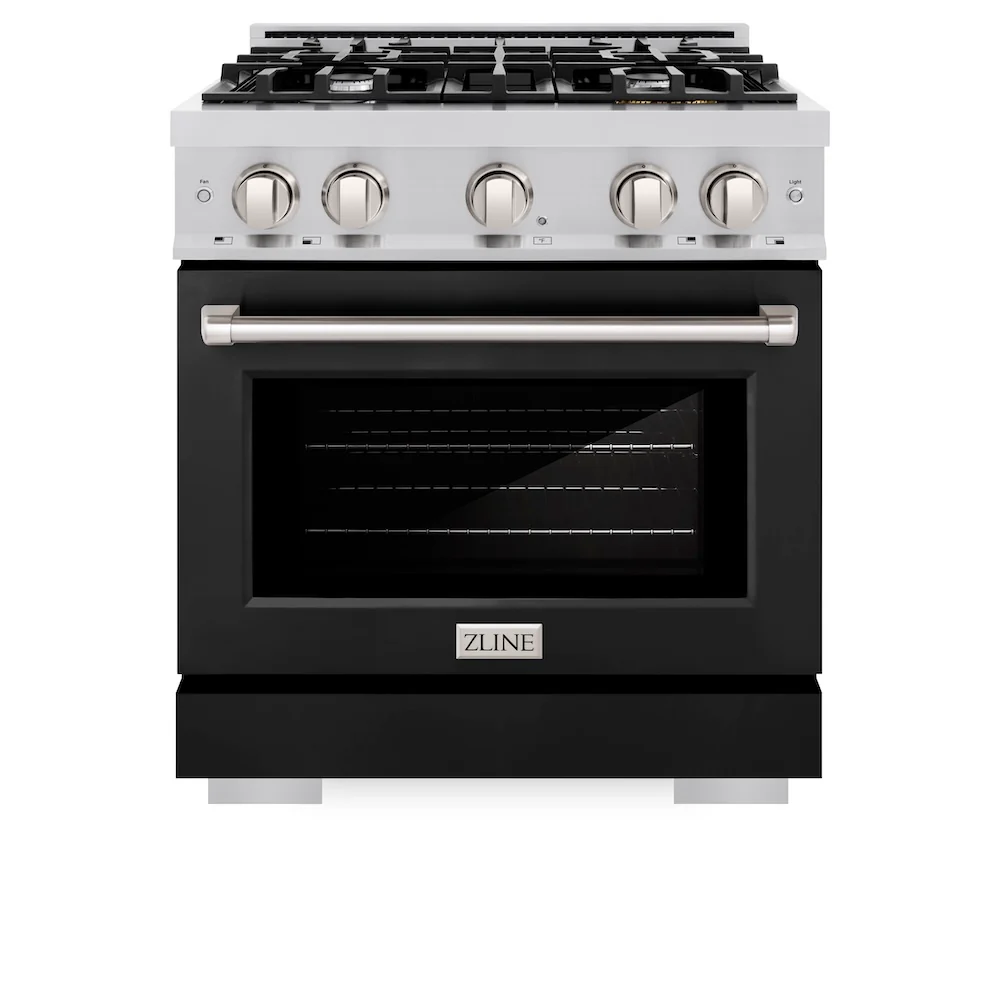 ZLINE 30 in. 4.2 cu. ft. Select Gas Range with 4 Burner Cooktop and Convection Gas Oven in Stainless Steel with Black Matte Door, Open Box-Great Condition - Image 4
