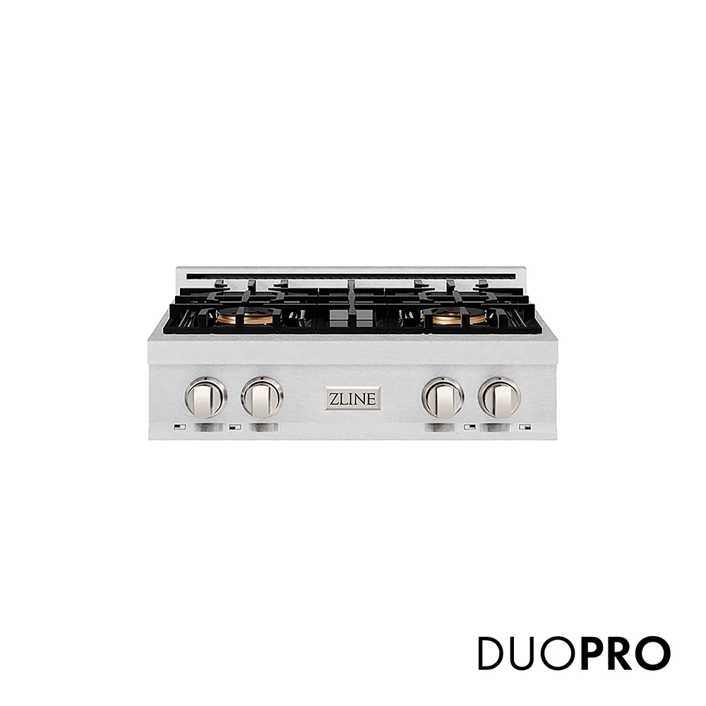 ZLINE 30 in. Classic Gas Rangetop with 4 Burner DuoPro™ Cooktop in Satin Stainless Steel, Open Box-Great Condition
