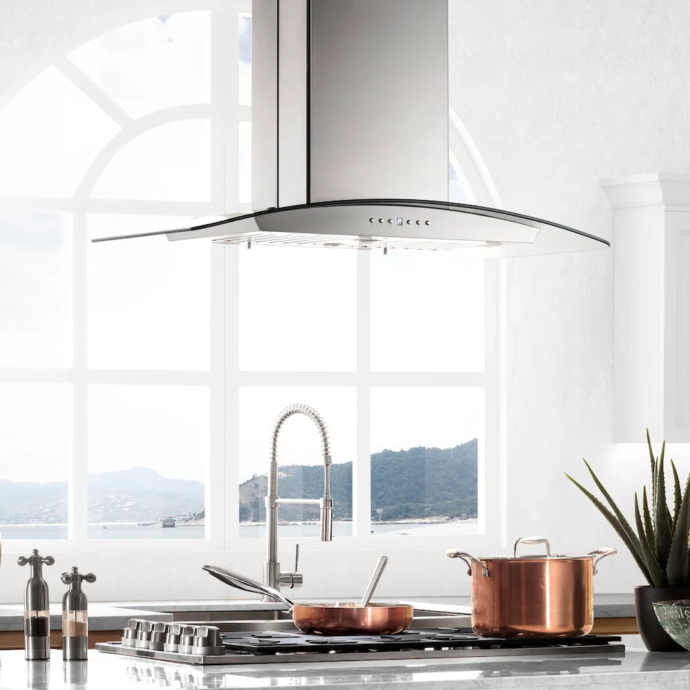 ZLINE 30 in. Convertible Vent Island Mount Range Hood in Stainless Steel & Glass Handle, Open Box-Great Condition - Image 2