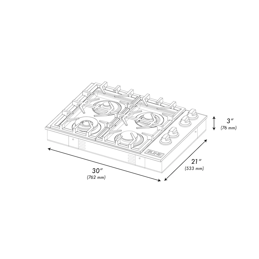 ZLINE 30 in. Gas Cooktop with 4 Burners and Black Porcelain Top, Open Box-Great Condition - Image 13