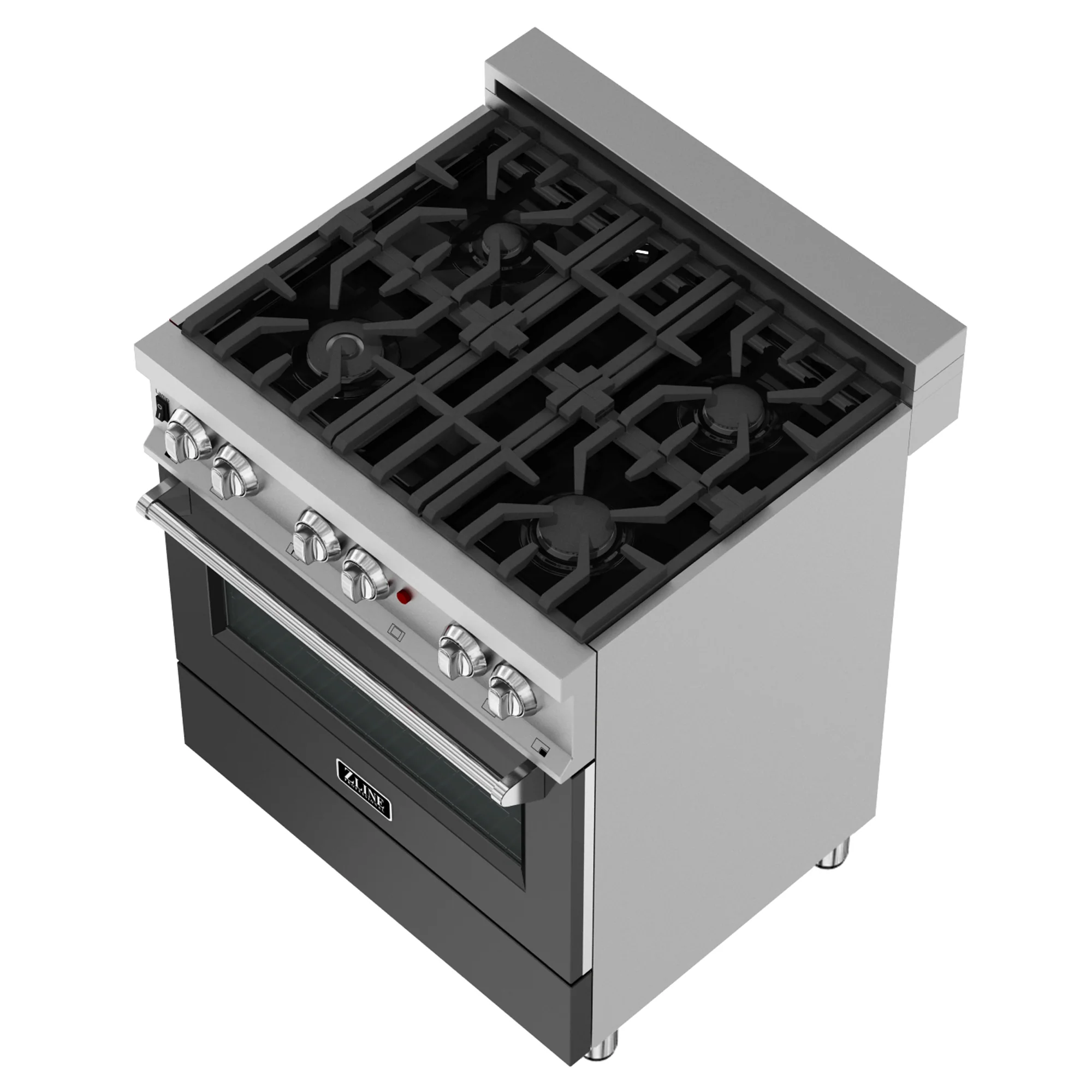 ZLINE 30 in. 4.0 cu. ft. Legacy Dual Fuel Range with 4 Burner Gas Cooktop and Electric Convection Oven in Satin Stainless Steel and Black Matte Door (RAS-BLM-30) - Image 12