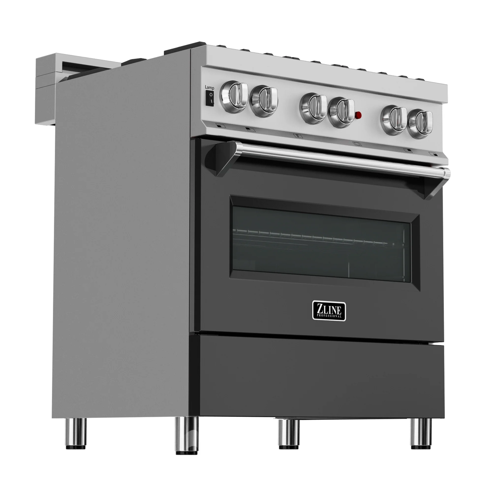 ZLINE 30 in. 4.0 cu. ft. Legacy Dual Fuel Range with 4 Burner Gas Cooktop and Electric Convection Oven in Satin Stainless Steel and Black Matte Door (RAS-BLM-30) - Image 7