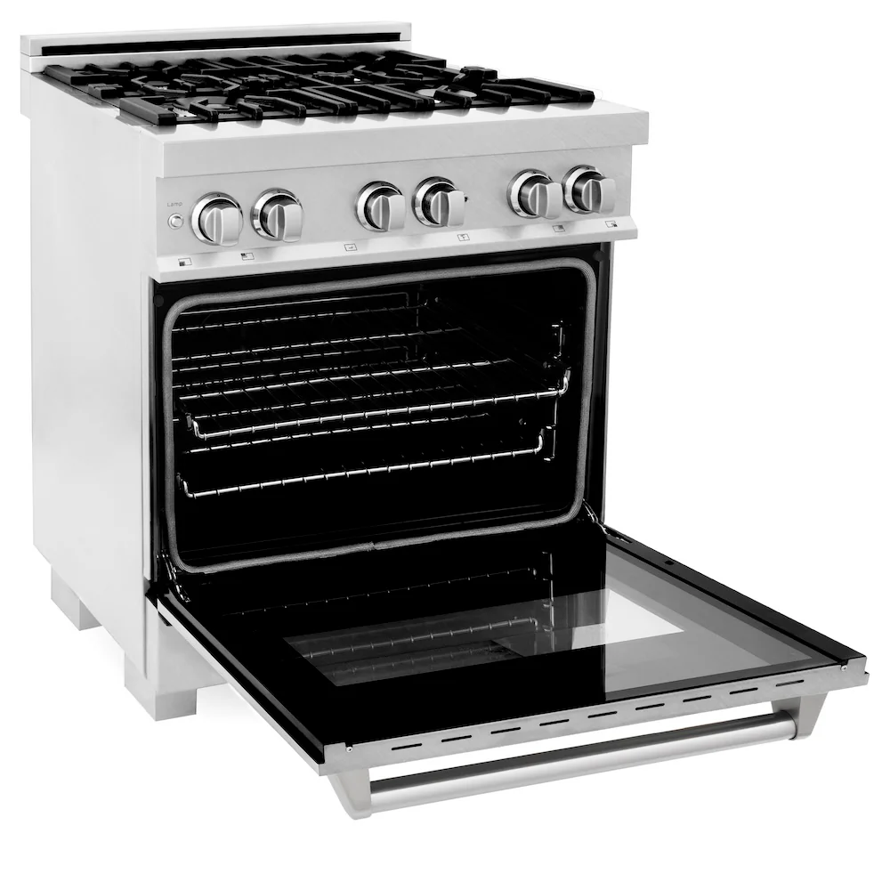 ZLINE 30 in. 4.0 cu. ft. Legacy Dual Fuel Range with 4 Burner Gas Cooktop and Electric Convection Oven in Satin Stainless Steel (RAS-SN-30) - Image 8