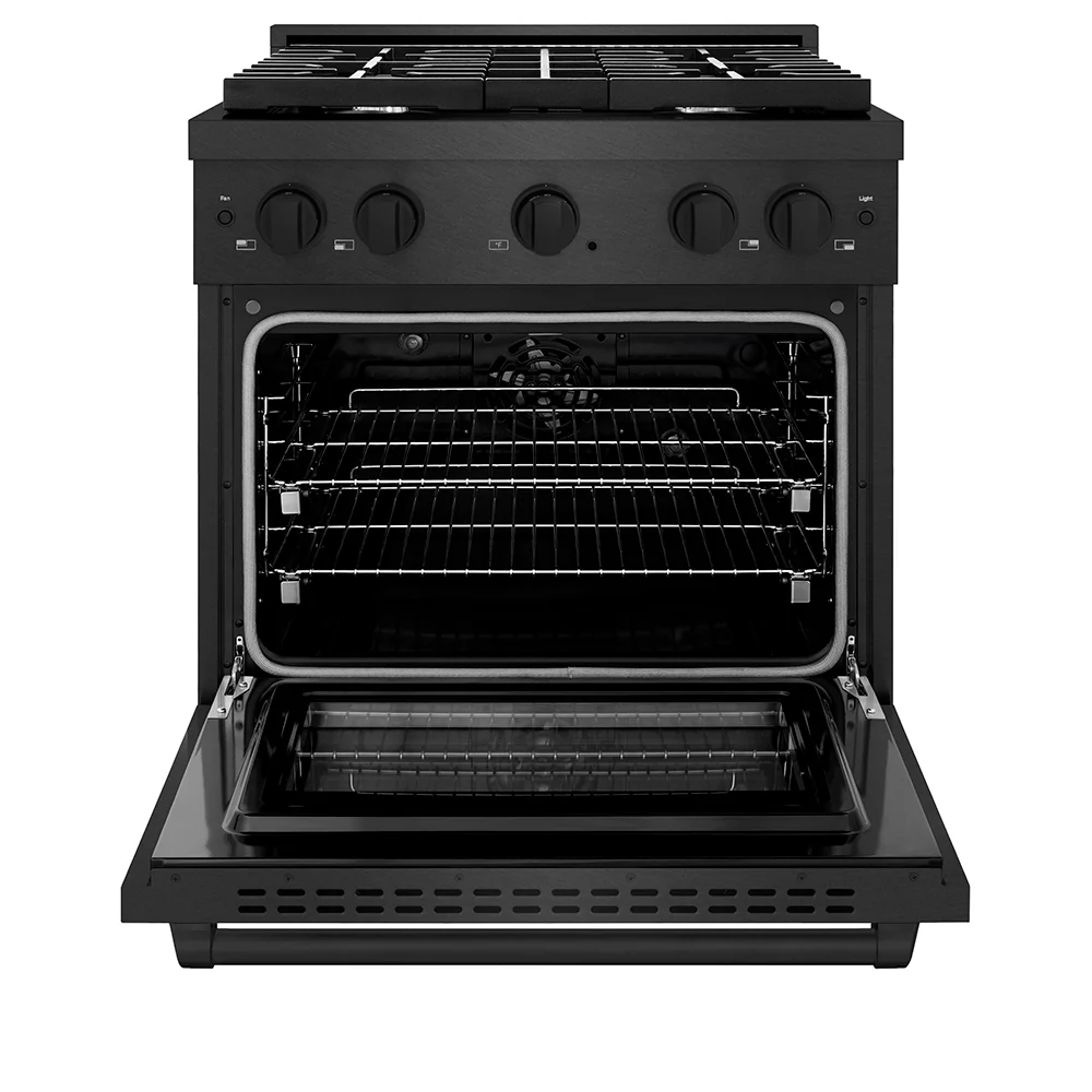 ZLINE 30 in. 4.2 cu. ft. Paramount Dual Fuel Range with 4 Burner Gas Cooktop and Electric Convection Oven in Black Satin Stainless Steel (SDRBS-30) - Image 3