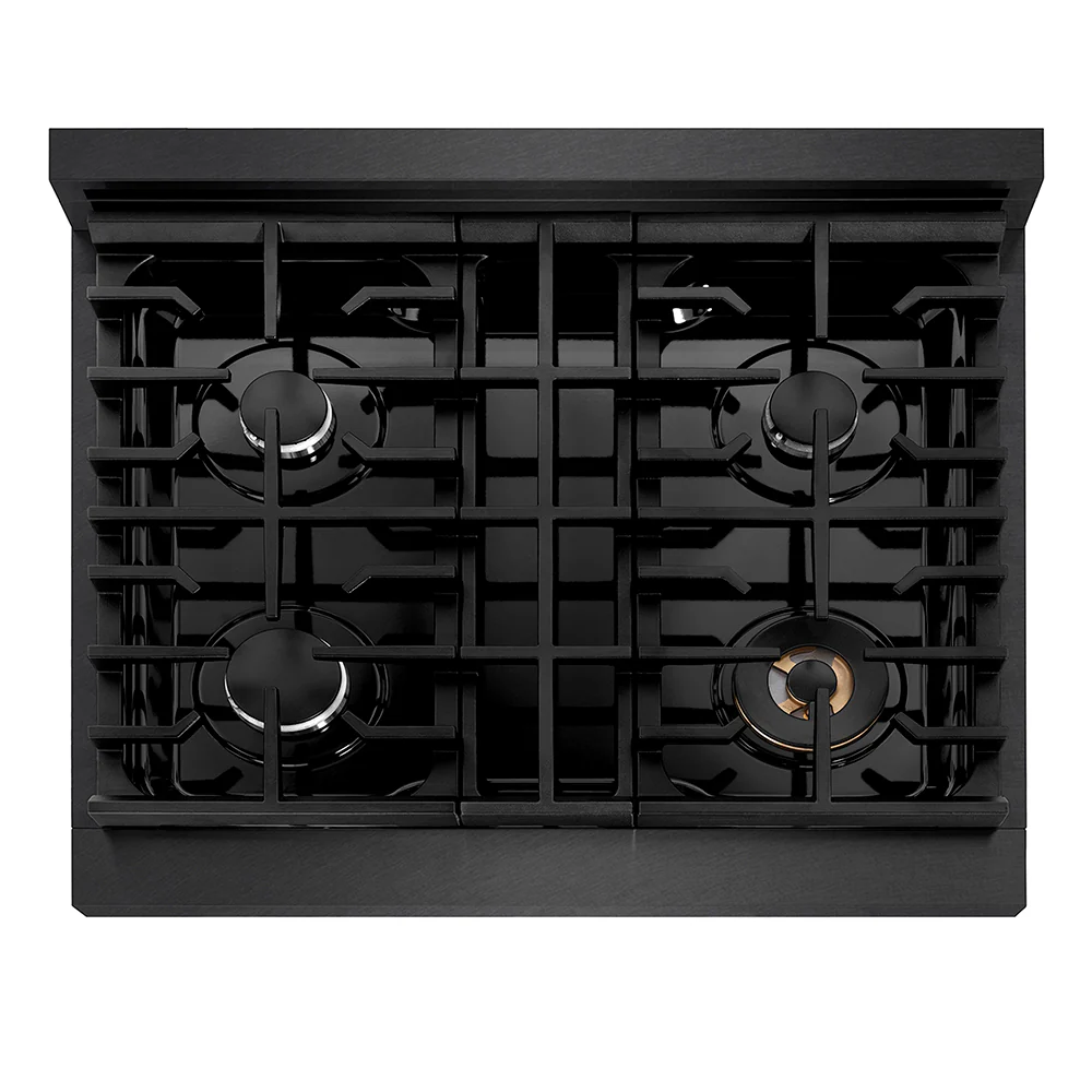 ZLINE 30 in. 4.2 cu. ft. Paramount Dual Fuel Range with 4 Burner Gas Cooktop and Electric Convection Oven in Black Satin Stainless Steel (SDRBS-30) - Image 4