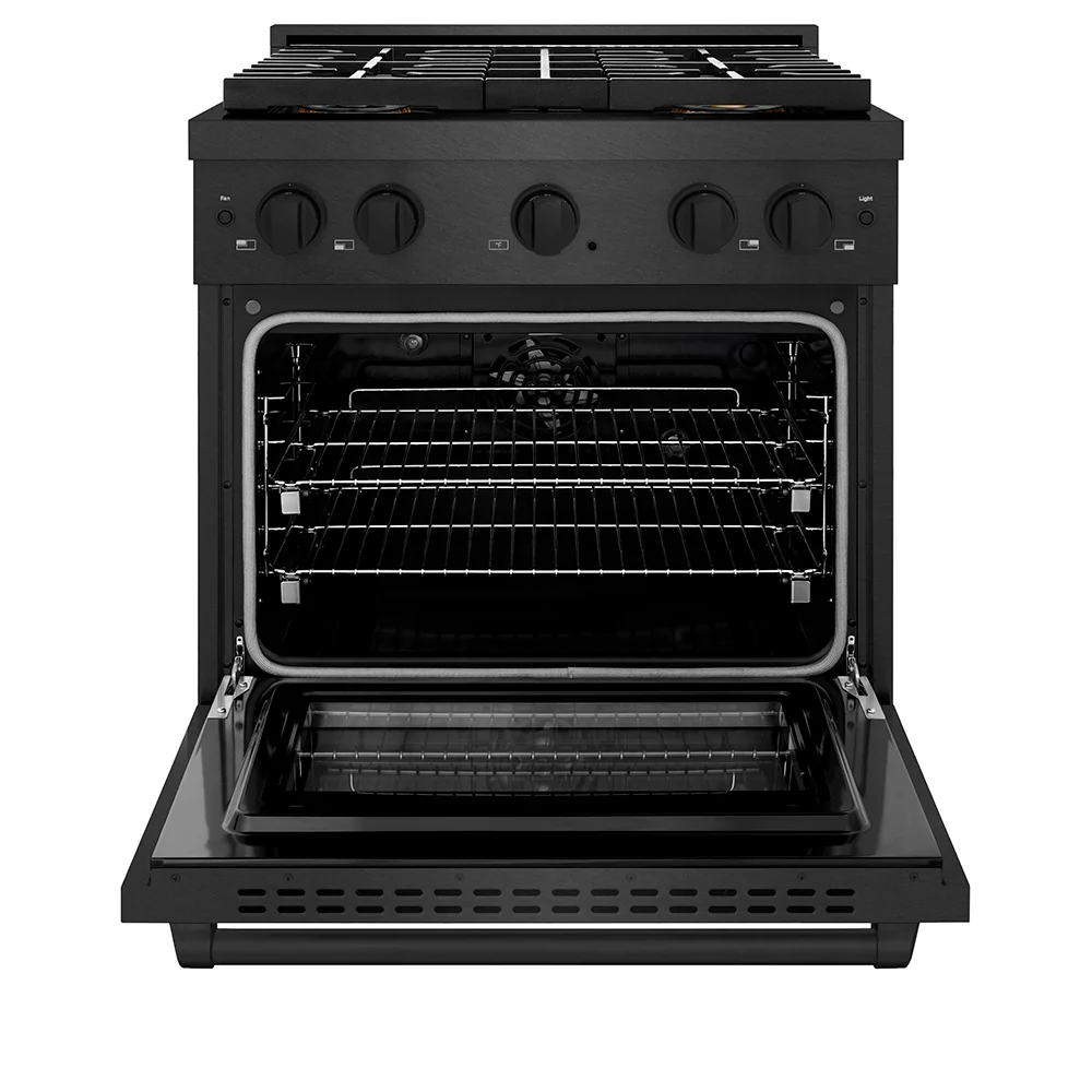ZLINE 30 in. 4.2 cu. ft. Paramount Dual Fuel Range with 4 Burner DuoPro™ Cooktop and Electric Convection Oven in Black Satin Stainless Steel (PSDRBS-30) - Image 3