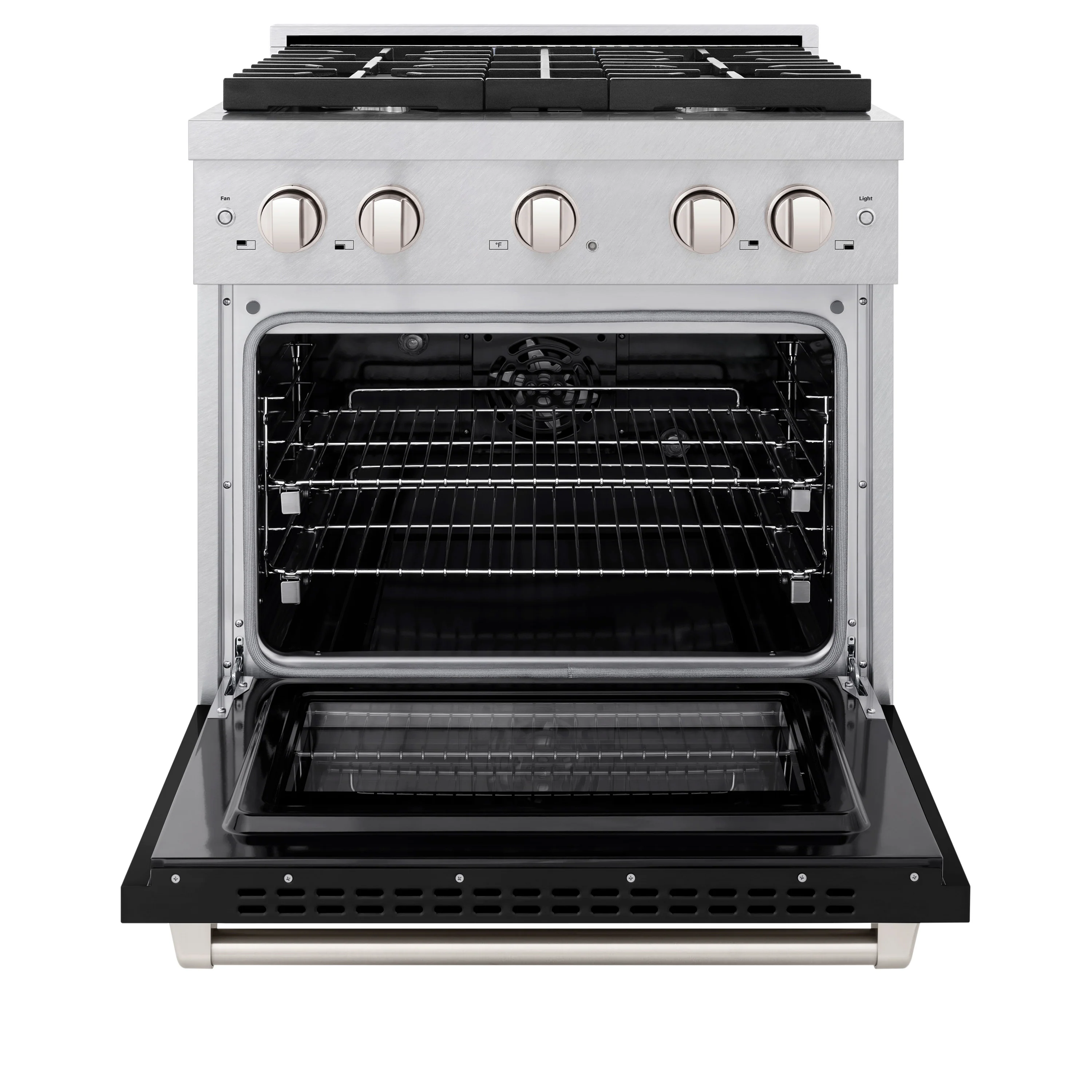 ZLINE 30 in. 4.2 cu. ft. Paramount Dual Fuel Range with 4 Burner Gas Cooktop and Electric Convection Oven in Satin Stainless Steel with Black Matte Door (SDRS-BLM-30) - Image 7