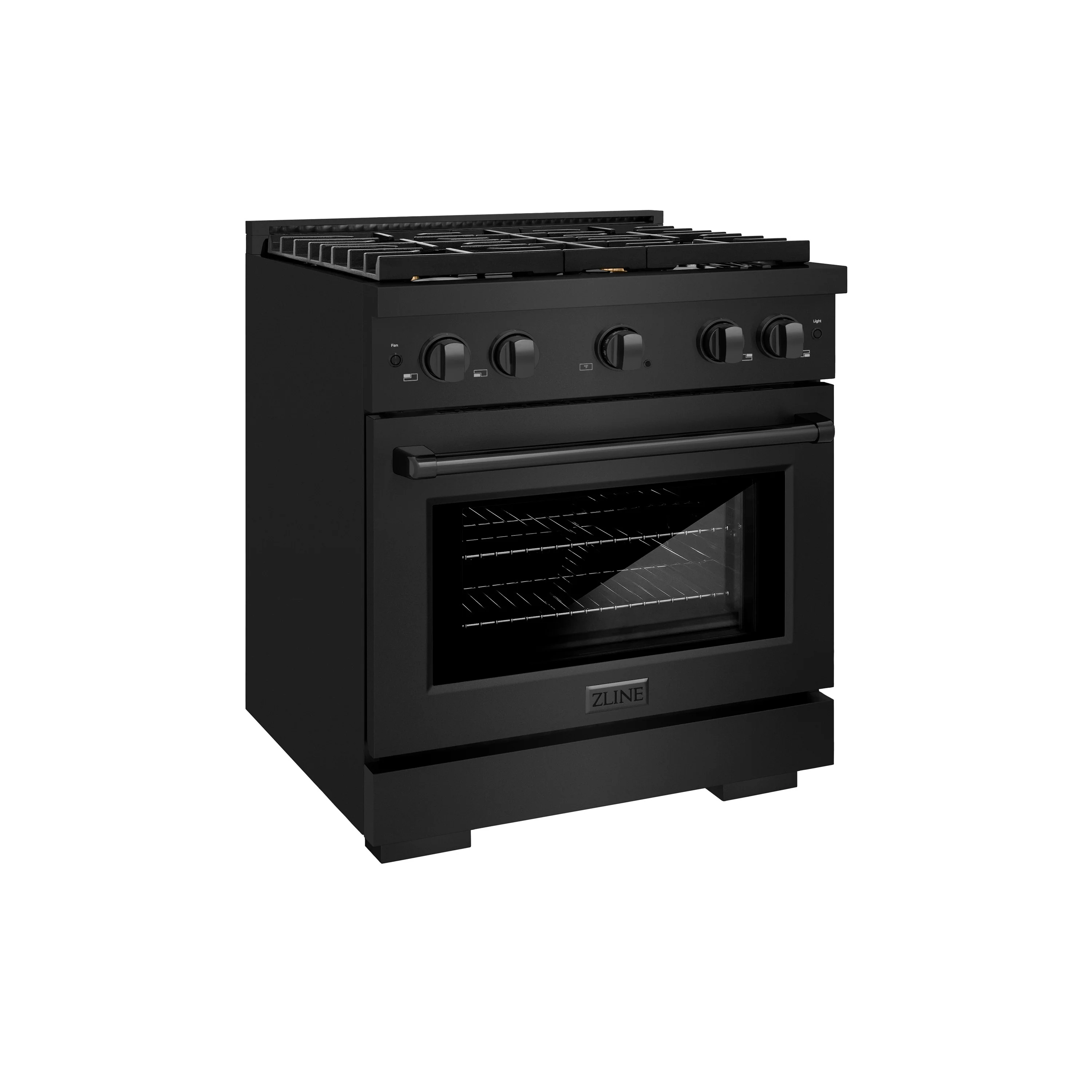 ZLINE 30 in. 4.2 cu. ft. Paramount Gas Range with Convection Gas Oven in Black Stainless Steel with 4 Brass Burners (SGRB-BR-30) - Image 3