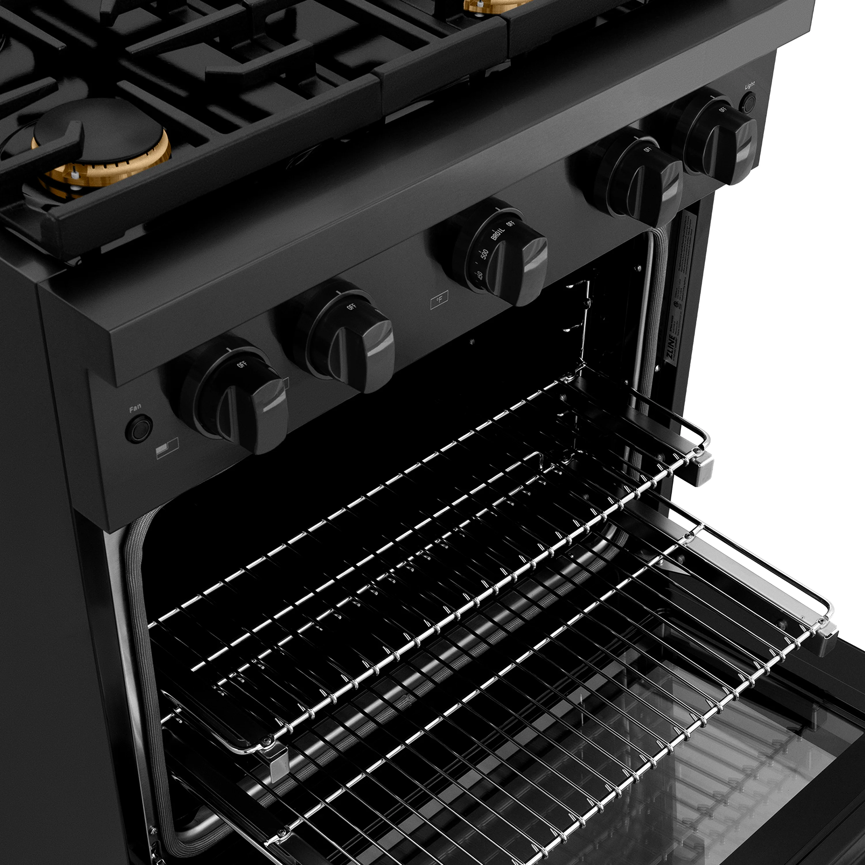 ZLINE 30 in. 4.2 cu. ft. Paramount Gas Range with Convection Gas Oven in Black Stainless Steel with 4 Brass Burners (SGRB-BR-30) - Image 7