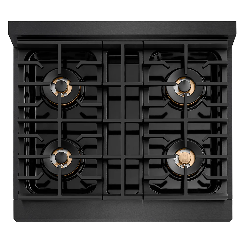 ZLINE 30 in. 4.2 cu. ft. Paramount Gas Range with 4 Burner DuoPro™ Cooktop and Convection Gas Oven in Black Satin Stainless Steel (PSGRBS-30) - Image 3