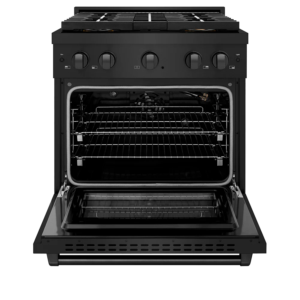 ZLINE 30 in. 4.2 cu. ft. Paramount Gas Range with 4 Burner DuoPro™ Cooktop and Convection Gas Oven in Black Stainless Steel (PSGRB-30) - Image 3