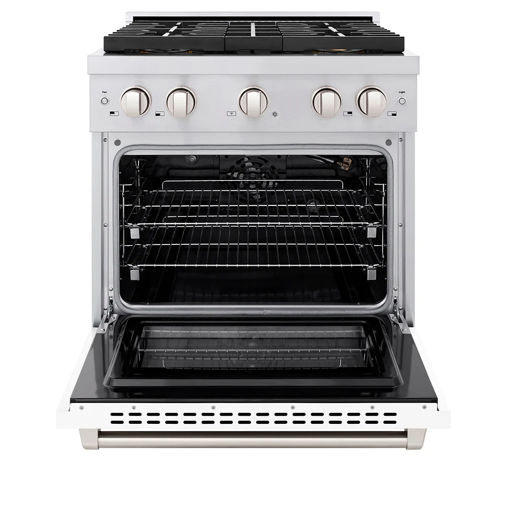 ZLINE 30 in. 4.2 cu. ft. Paramount Gas Range with 4 Burner DuoPro™ Cooktop and Convection Gas Oven with White Matte Door (PSGR-WM-30) - Image 3
