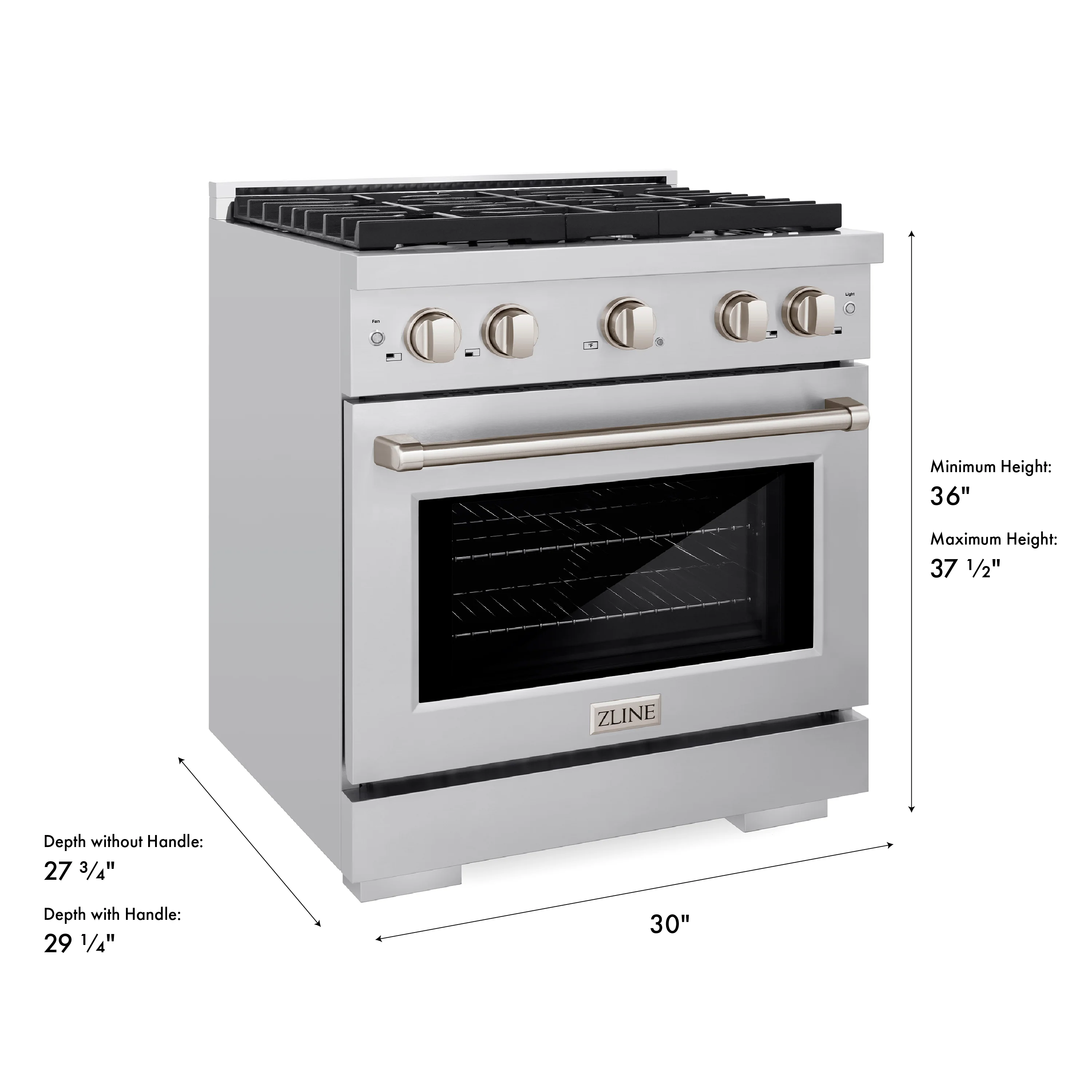 ZLINE 30 in. 4.2 cu. ft. Paramount Gas Range with 4 Burner Cooktop and Convection Gas Oven in Stainless Steel (SGR30) - Image 19