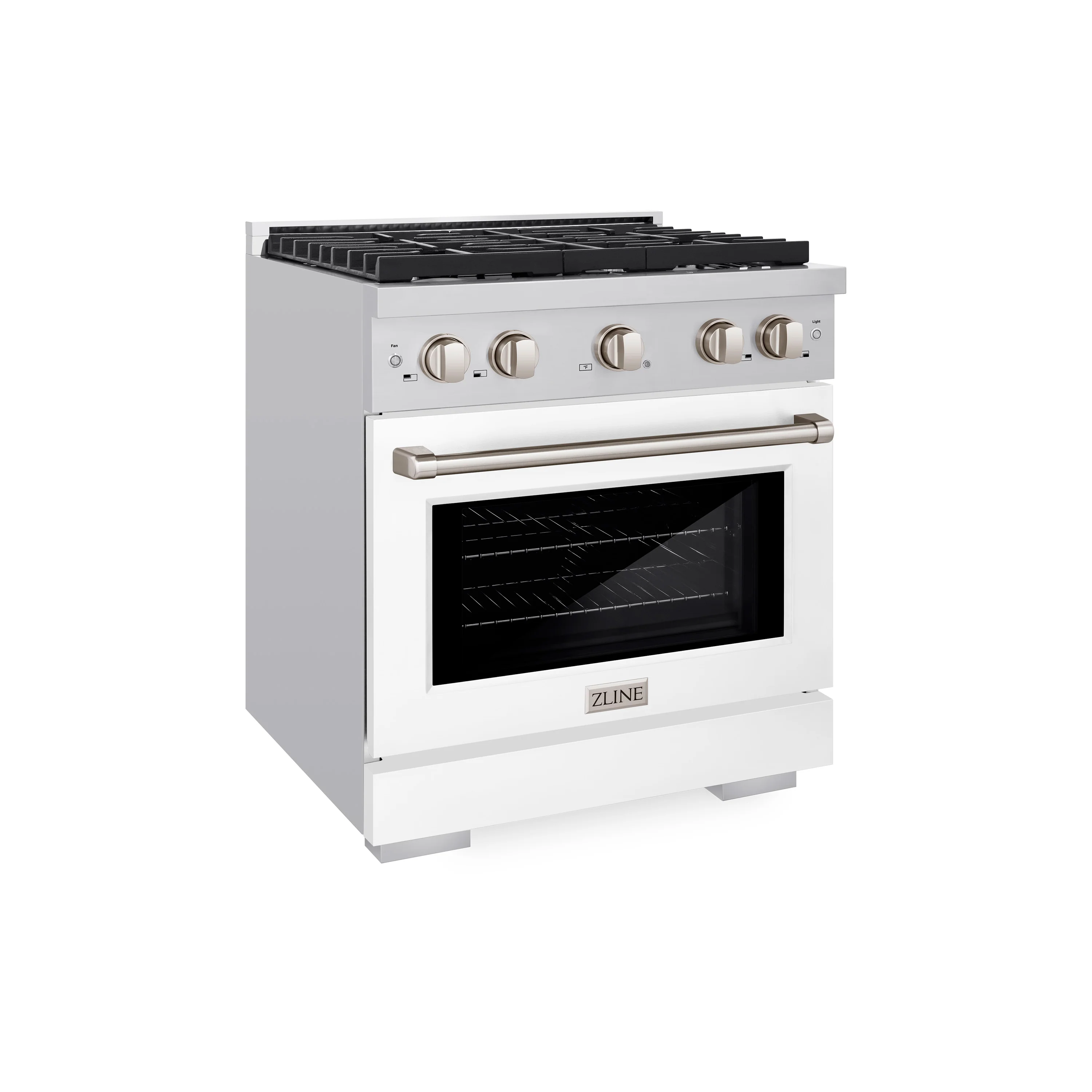 ZLINE 30 in. 4.2 cu. ft. Paramount Gas Range with 4 Burner Cooktop and Convection Gas Oven in Stainless Steel with White Matte Door (SGR-WM-30) - Image 4