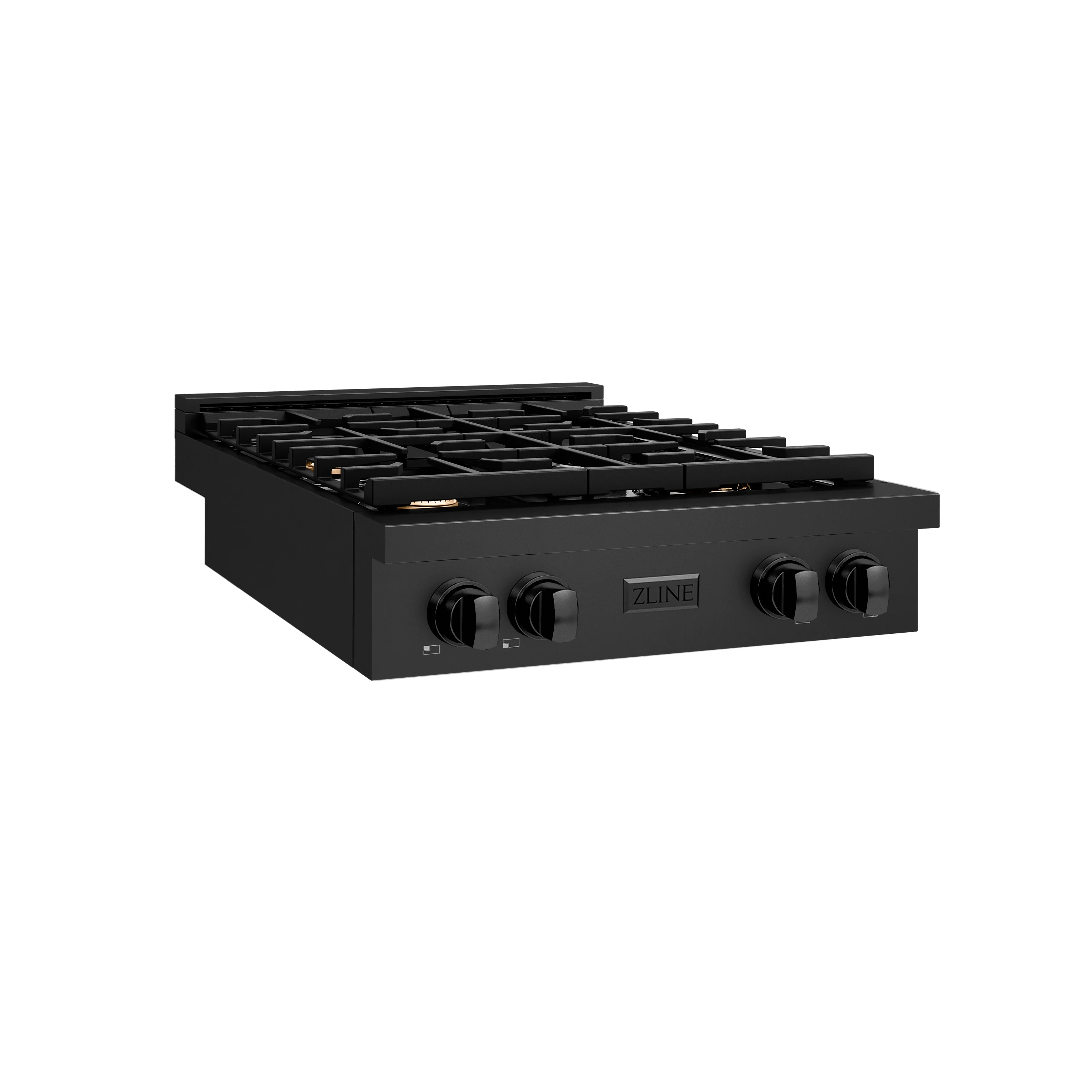 ZLINE 30 in. Paramount Gas Rangetop with 4 Brass Burners and Porcelain Cooktop in Black Stainless Steel (SRTB-BR-30) - Image 2