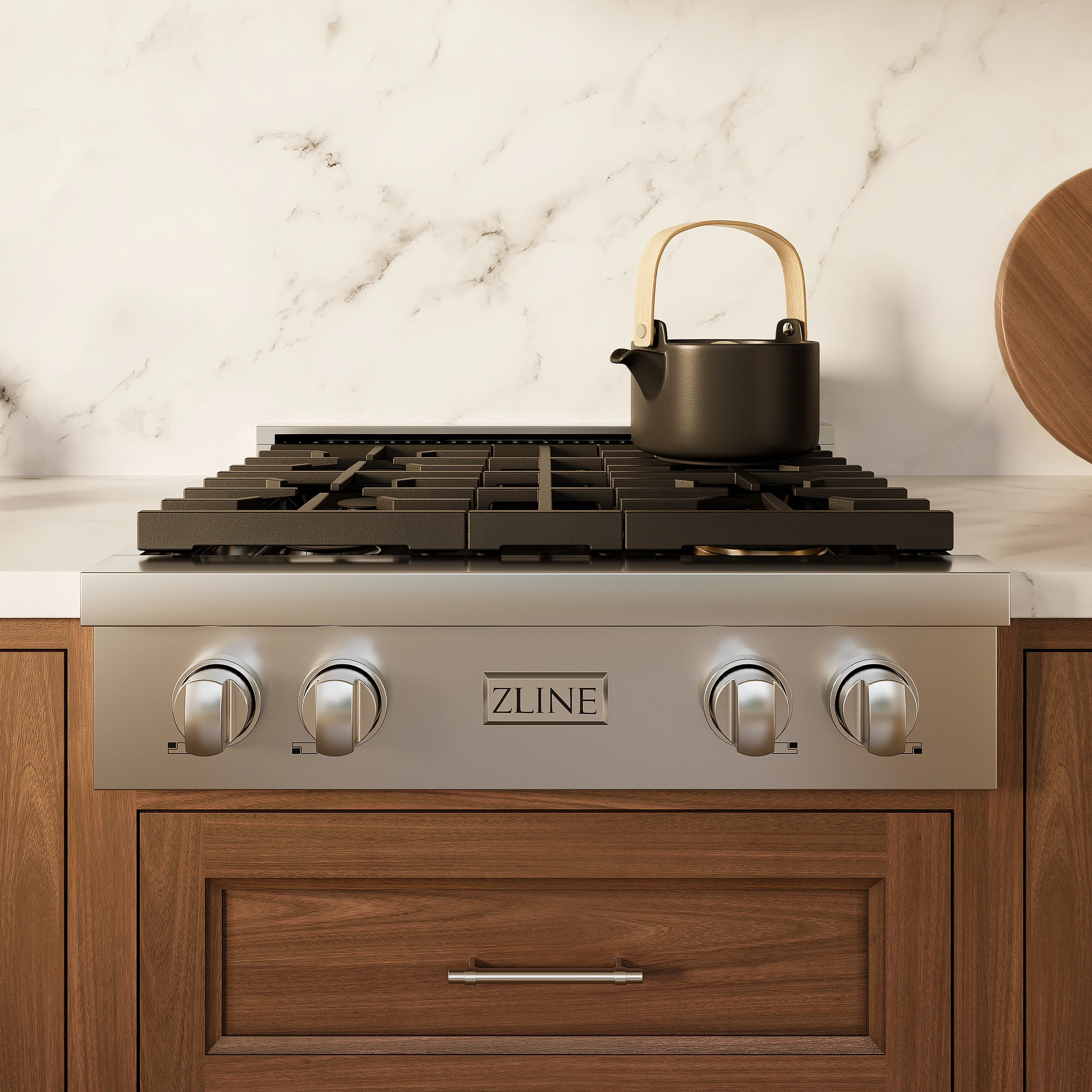 ZLINE 30 in. Paramount Gas Rangetop with 4 Burners and Porcelain Cooktop in Stainless Steel (SRT30) - Image 2
