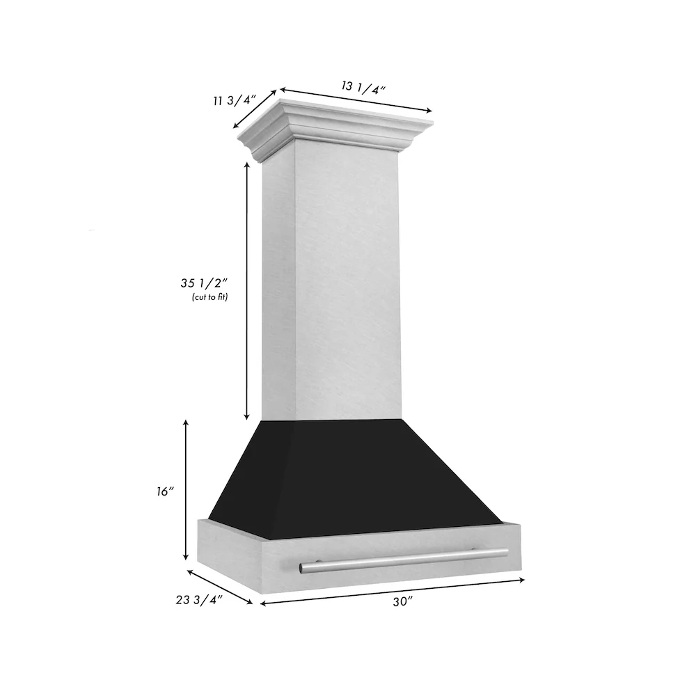 ZLINE 30" Fingerprint Resistant Stainless Steel Range Hood with Black Matte Shell (8654SNX-BLM-30) - Image 7