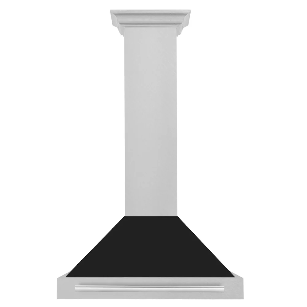 ZLINE 30 in. Convertible Fingerprint Resistant Satin Stainless Steel Range Hood with Black Matte Shell and Stainless Steel Handle (KB4SNX-BLM-30) - Image 3