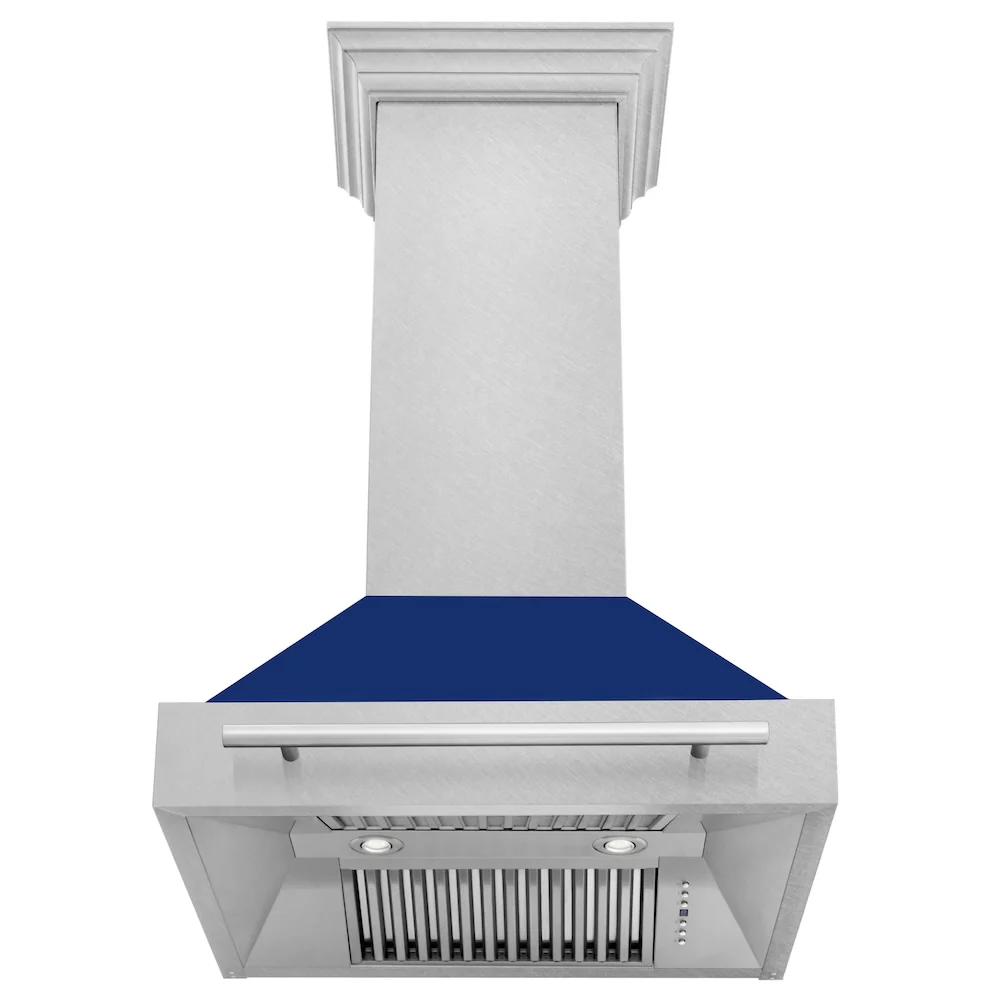 ZLINE 30" Fingerprint Resistant Stainless Steel Range Hood with Blue Gloss Shell (8654SNX-BG30) - Image 3