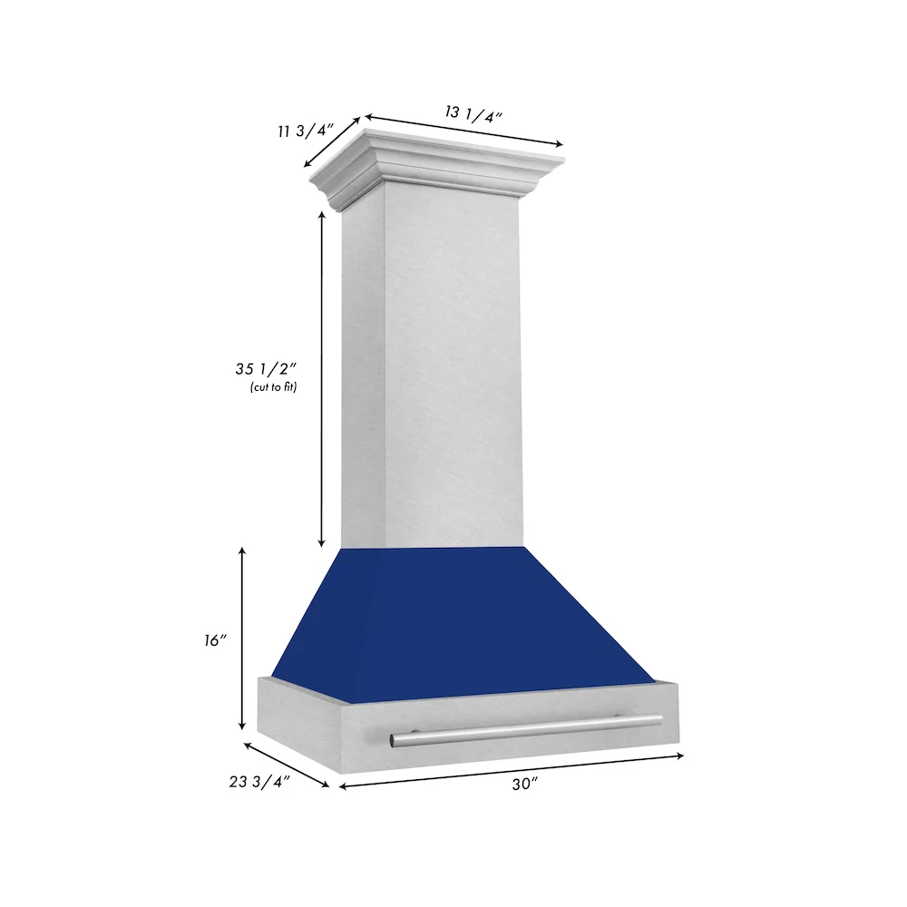 ZLINE 30" Fingerprint Resistant Stainless Steel Range Hood with Blue Gloss Shell (8654SNX-BG30) - Image 7