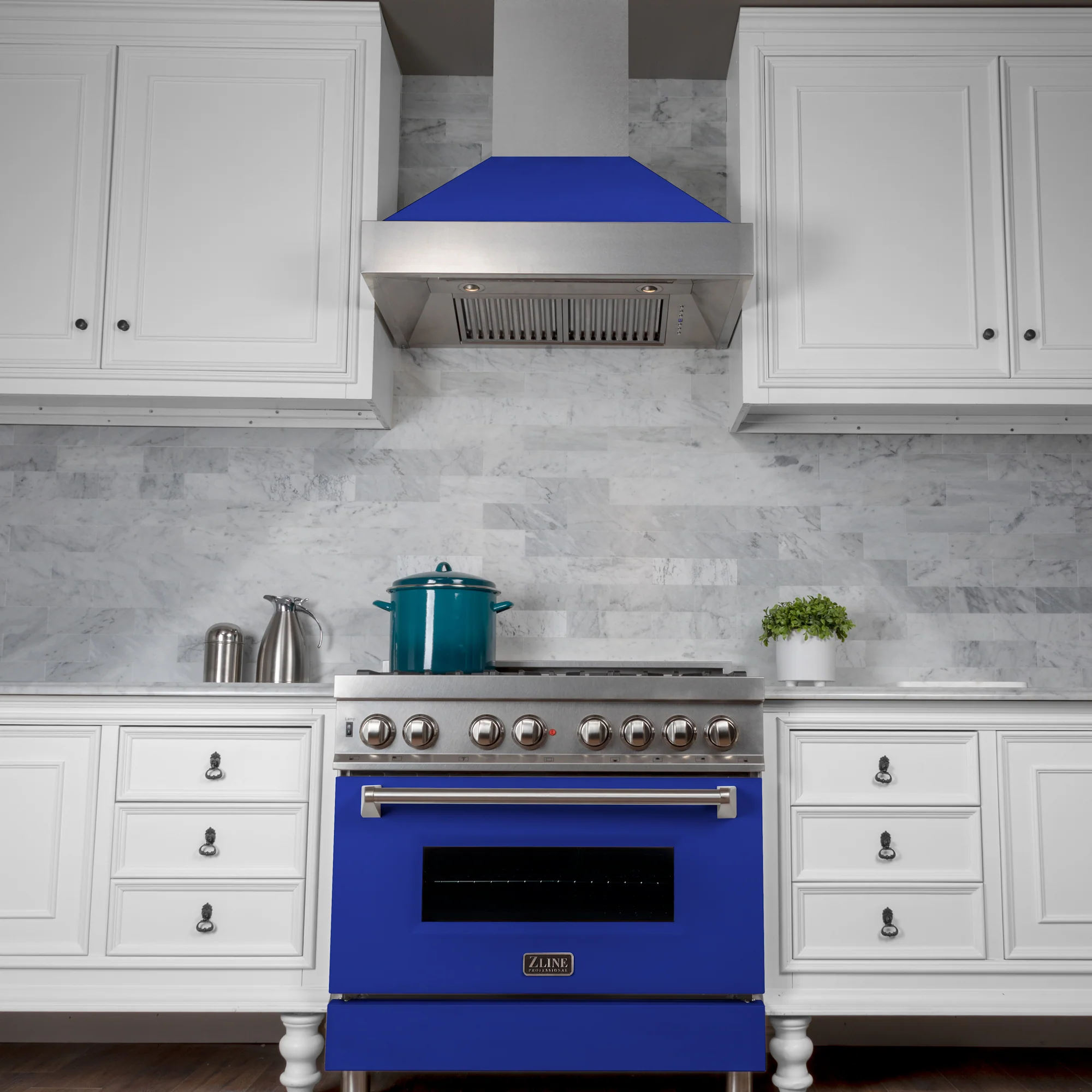 30" Ducted Fingerprint Resistant Stainless Steel Range Hood with Blue Matte Shell (8654BM-30) - Image 8
