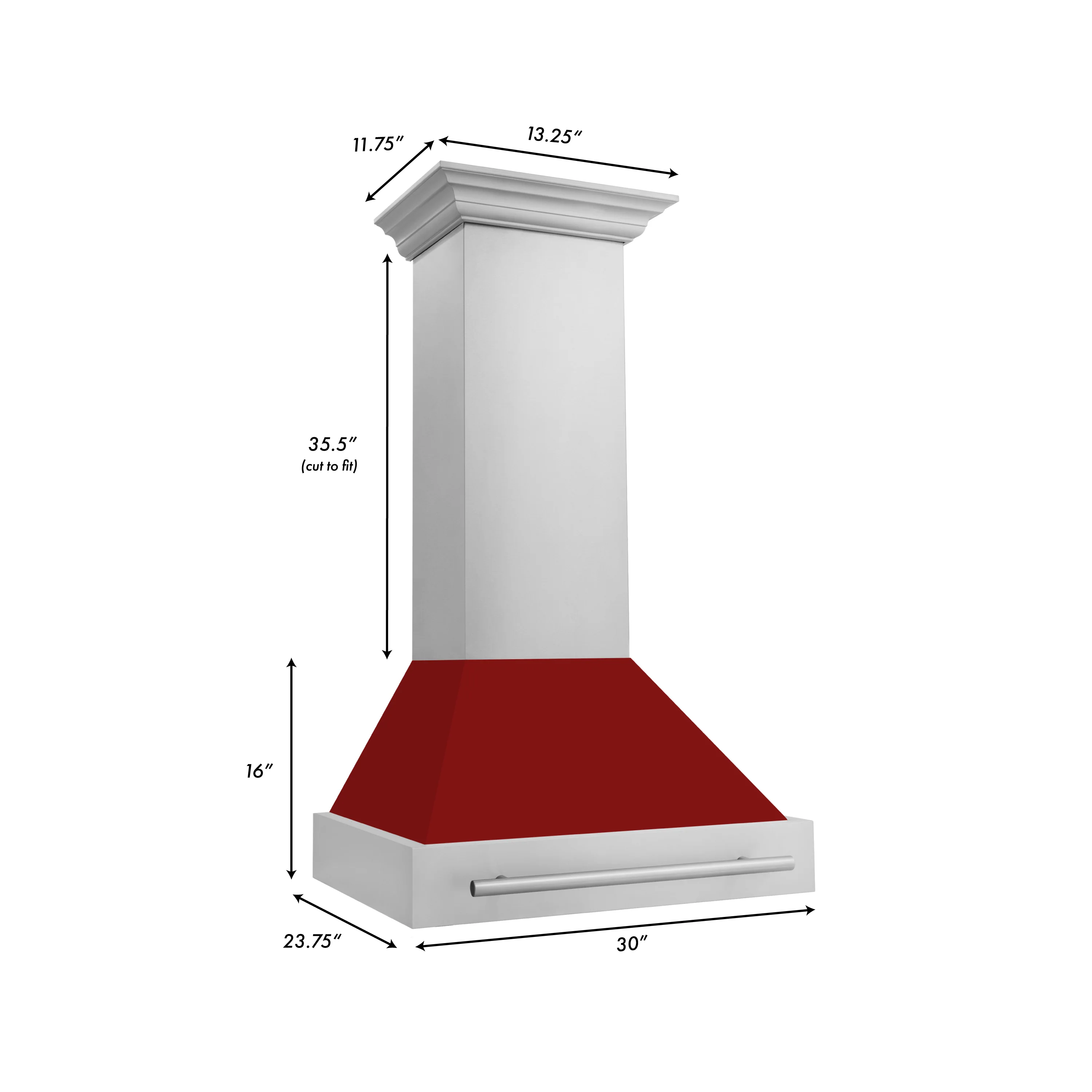 ZLINE 30" Stainless Steel Range Hood with Red Gloss Shell and Stainless Steel Handle (8654STX-RG-30) - Image 9