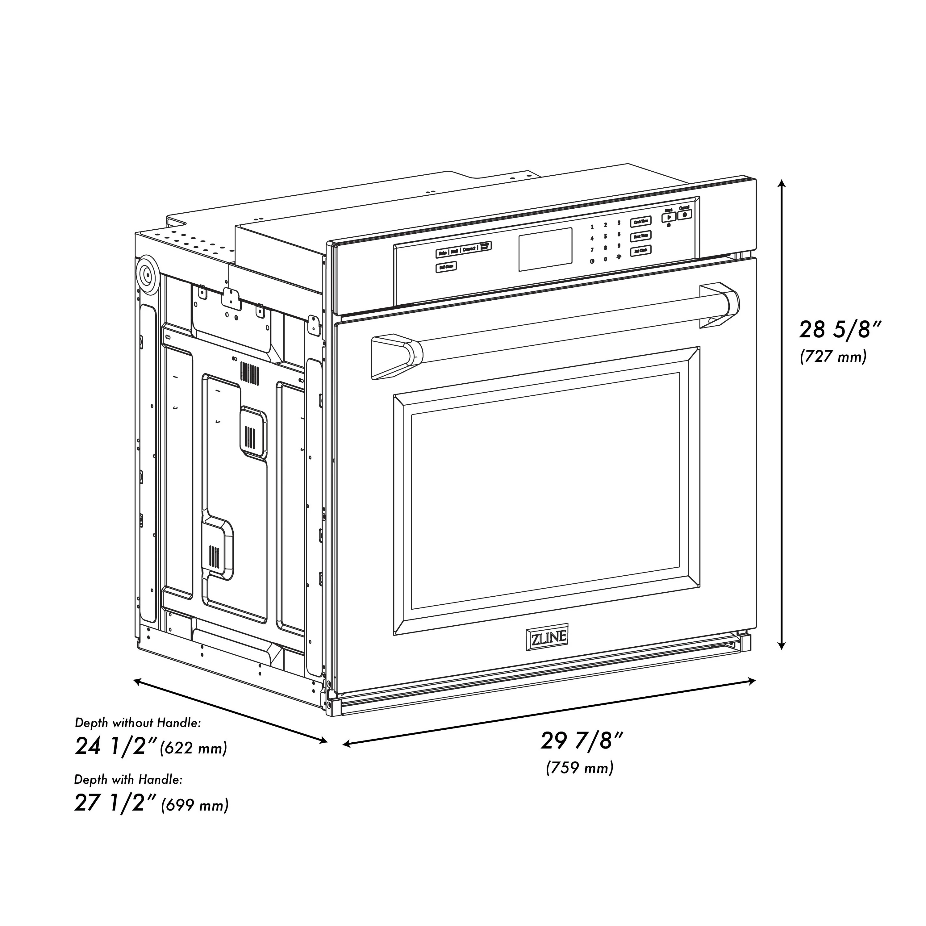 ZLINE 30 in. Professional True Convection Single Wall Oven with Air Fry and Self Clean in Black Stainless Steel (WASB-30) - Image 20