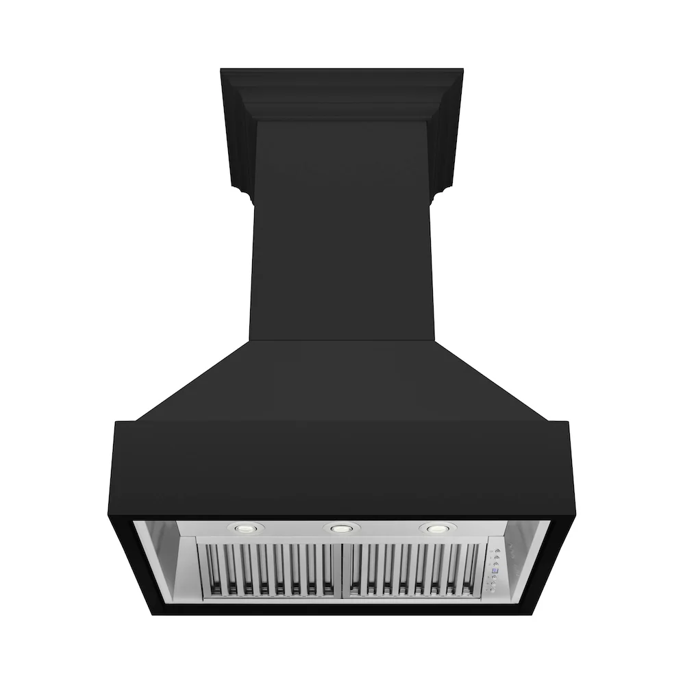 ZLINE 30 in. Wooden Wall Mount Range Hood in Rustic Black Finish (355CC-30) - Image 4