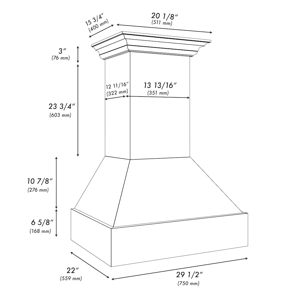 ZLINE 30 in. Wooden Wall Mount Range Hood in Rustic Black Finish (355CC-30) - Image 7