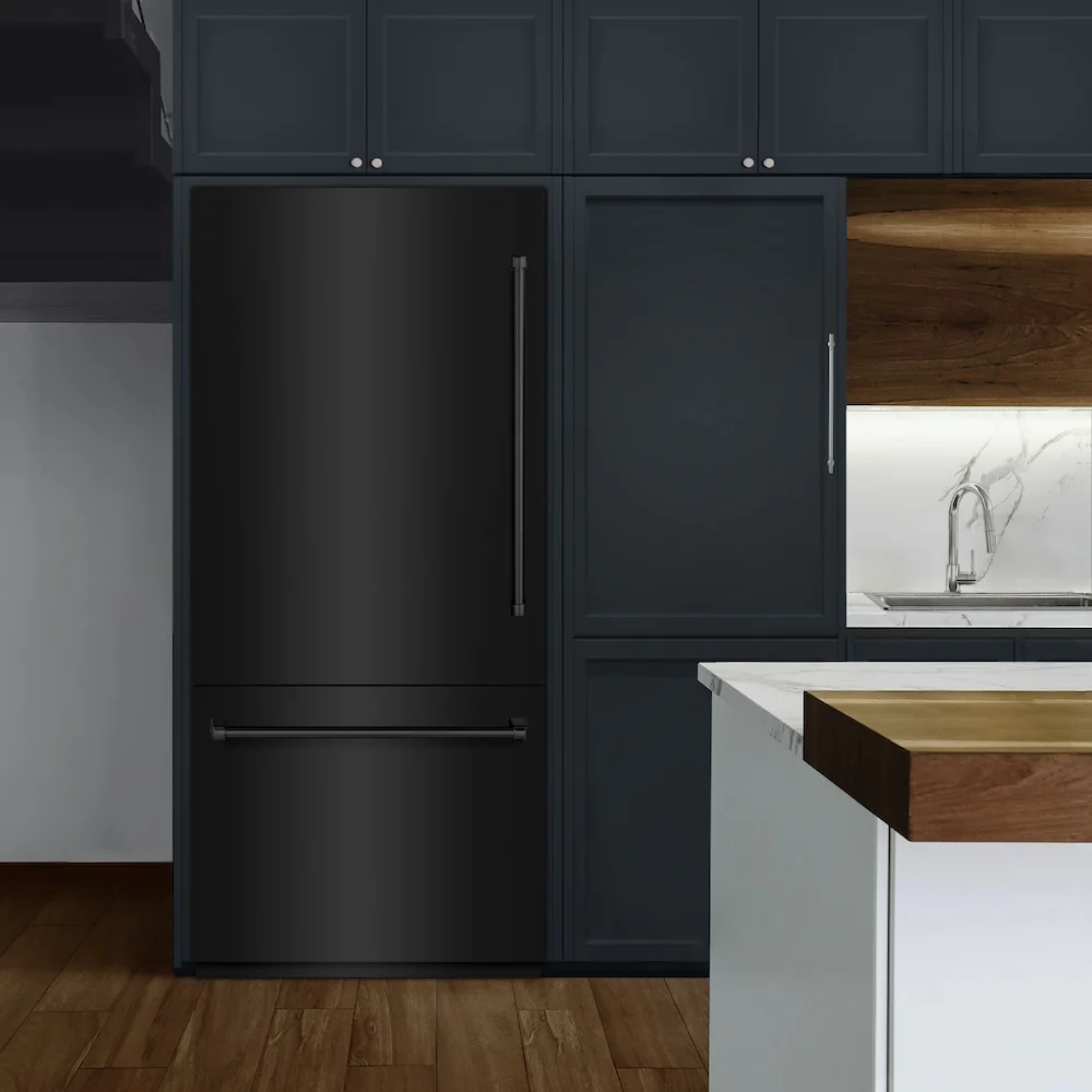 ZLINE 36 in. 19.8 cu. ft. Built-In Bottom Freezer Refrigerator with Water Dispenser and Ice Maker in Black Stainless Steel (RBIT-BS-36) - Image 2