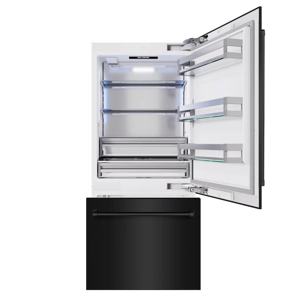 ZLINE 36 in. 19.8 cu. ft. Built-In Bottom Freezer Refrigerator with Water Dispenser and Ice Maker in Black Stainless Steel (RBIT-BS-36) - Image 5