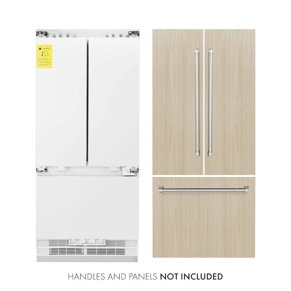 ZLINE 36 in. 19.6 cu. ft. Panel Ready French Door Built-In Bottom Freezer Refrigerator with Water Dispenser and Ice Maker (RBIV-36)