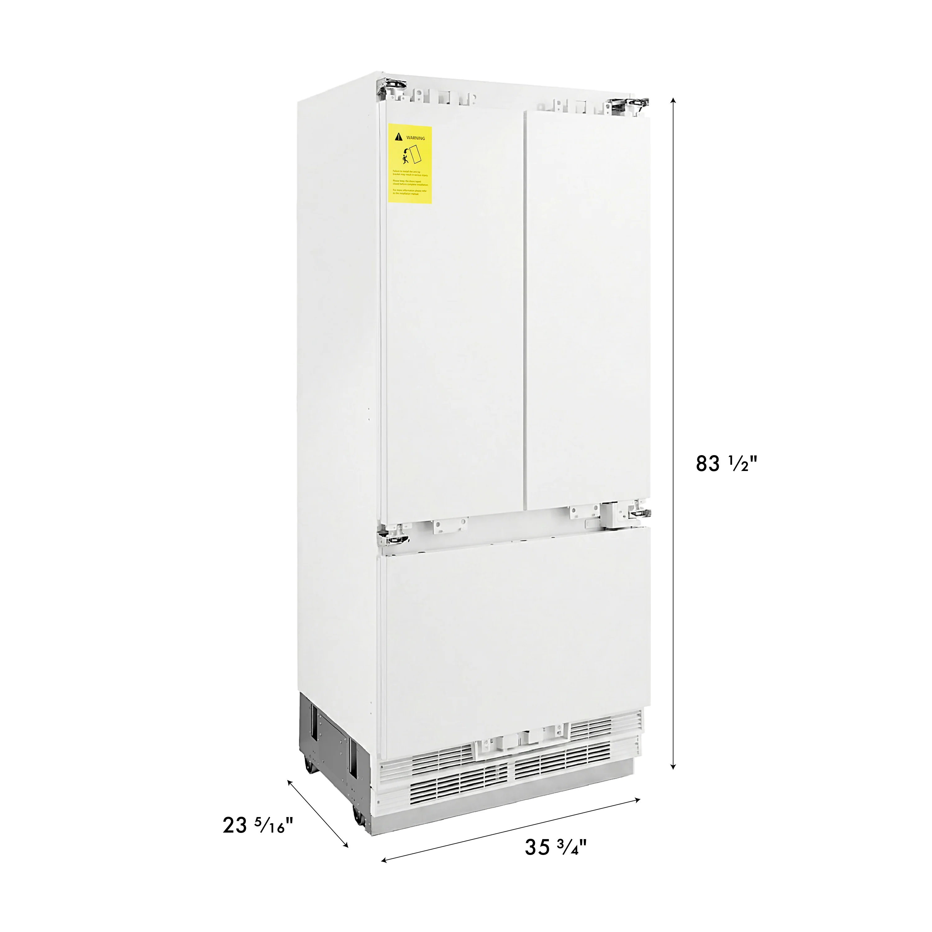 ZLINE 36 in. 19.6 cu. ft. Panel Ready French Door Built-In Bottom Freezer Refrigerator with Water Dispenser and Ice Maker (RBIV-36) - Image 19