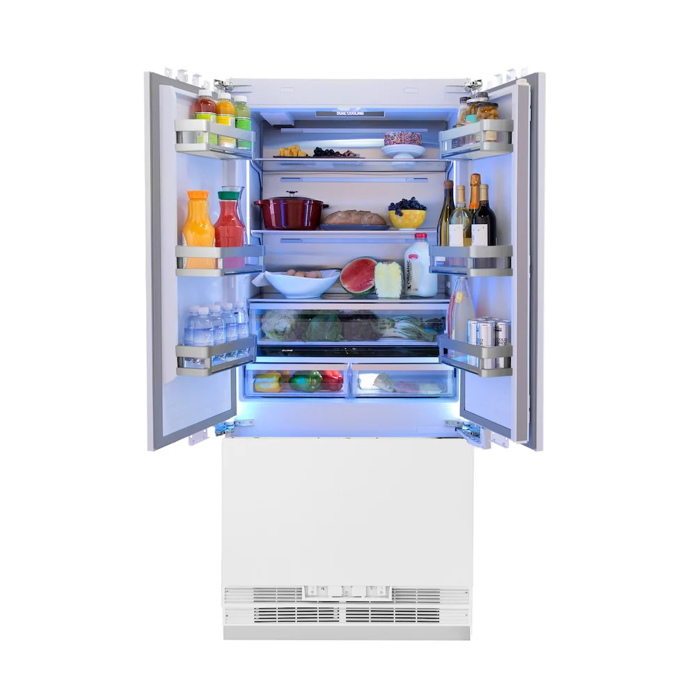 ZLINE 36 in. 19.6 cu. ft. Panel Ready French Door Built-In Bottom Freezer Refrigerator with Water Dispenser and Ice Maker (RBIV-36) - Image 7