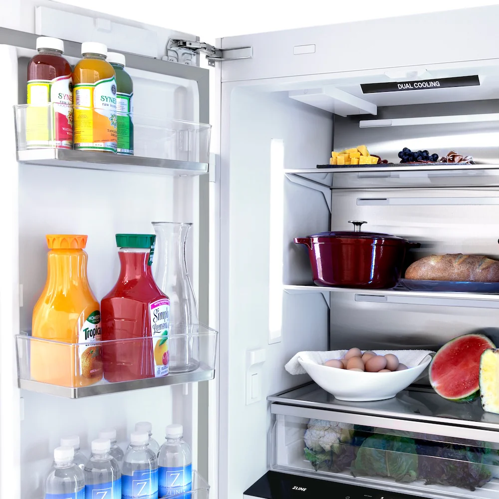 ZLINE 36 in. 19.6 cu. ft. Panel Ready French Door Built-In Bottom Freezer Refrigerator with Water Dispenser and Ice Maker (RBIV-36) - Image 8