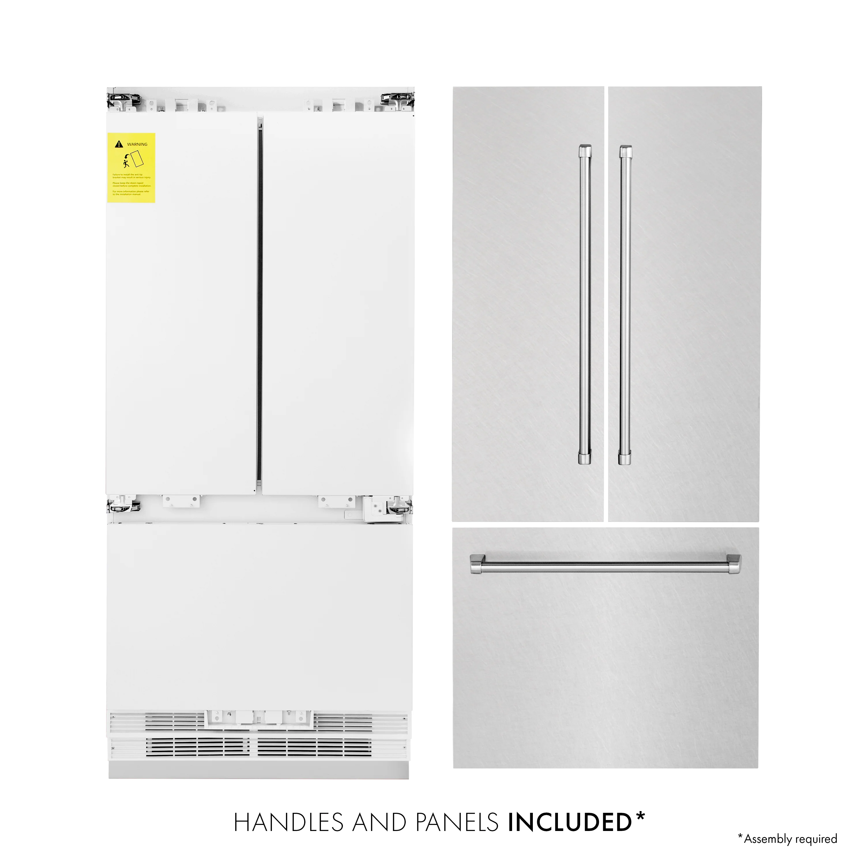 ZLINE 36 in. 19.6 cu. ft. French Door Built-In Bottom Freezer Refrigerator with Water Dispenser and Ice Maker in Satin Stainless Steel (RBIV-SN-36) - Image 7