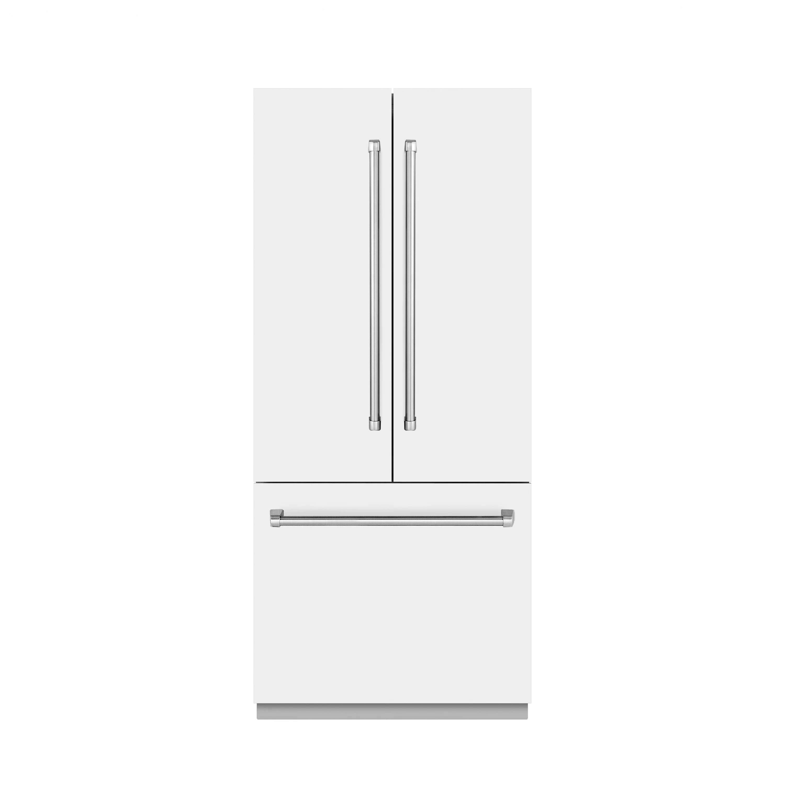 ZLINE 36 in. 19.6 cu. ft. French Door Built-In Bottom Freezer Refrigerator with Water Dispenser and Ice Maker in White Matte with Stainless Steel Interior (SRBIV-WM-36) - Image 2