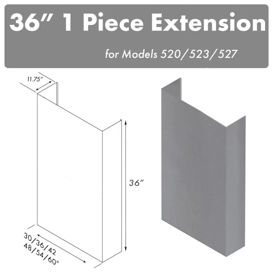ZLINE 36 in. Chimney for 54" Under Cabinet Hoods (520/523/527-54-3FTEXT)