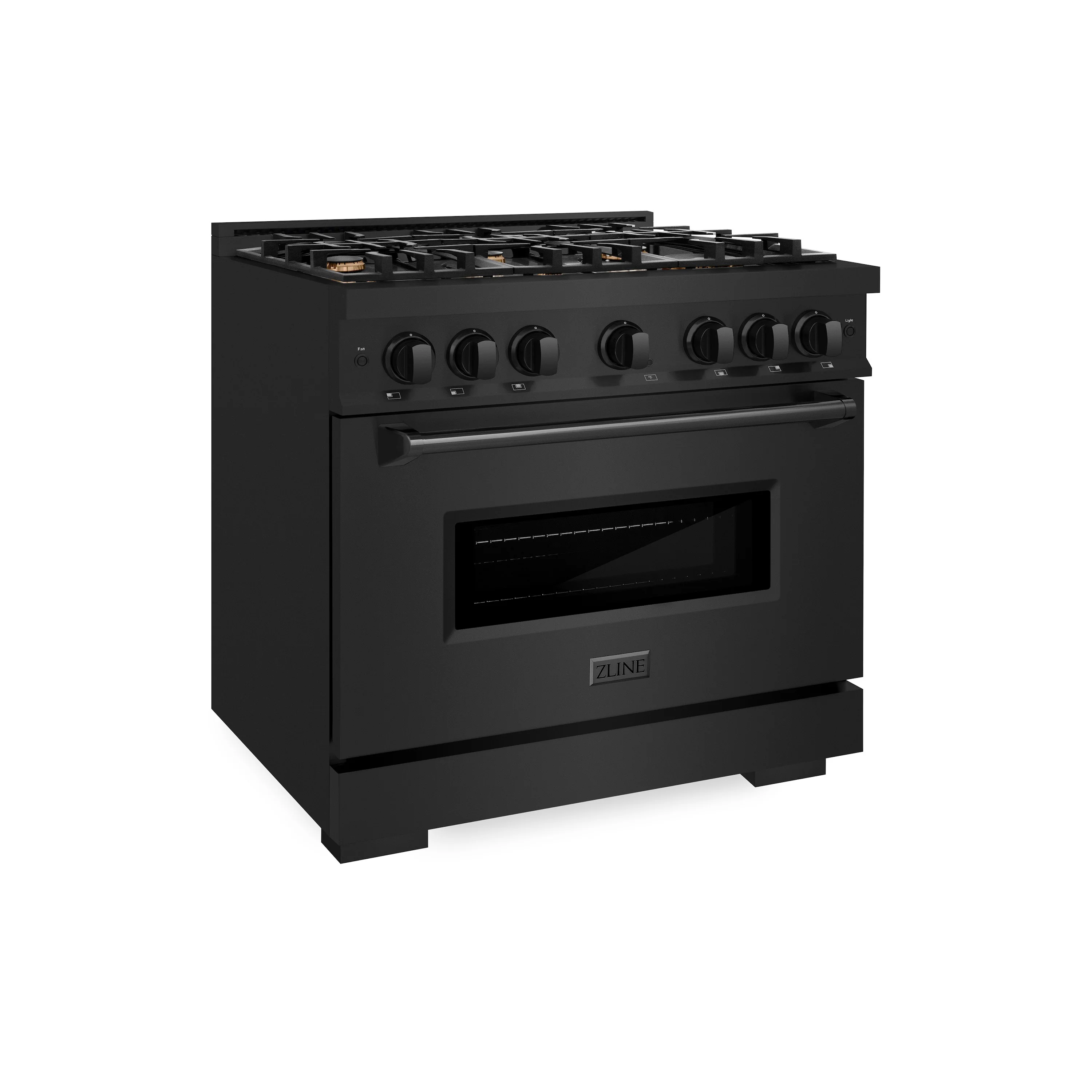 ZLINE 36 in. 5.2 cu. ft. Classic Dual Fuel Range with Gas Cooktop and Electric Convection Oven in Black Stainless Steel with 6 Brass Burners (CDRB-BR-36) - Image 4