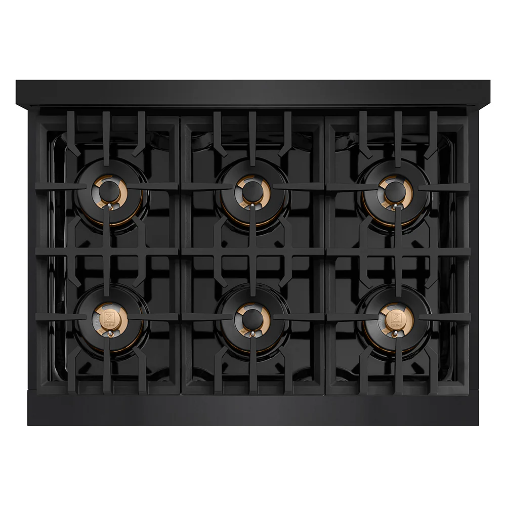 ZLINE 36 in. 5.2 cu. ft. Classic Dual Fuel Range with 6 Burner DuoPro™ Cooktop and Electric Convection Oven in Black Stainless Steel (PCDRB-36) - Image 2