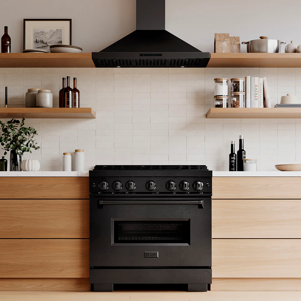 ZLINE 36 in. 5.2 cu. ft. Classic Dual Fuel Range with 6 Burner DuoPro™ Cooktop and Electric Convection Oven in Black Stainless Steel (PCDRB-36) - Image 6